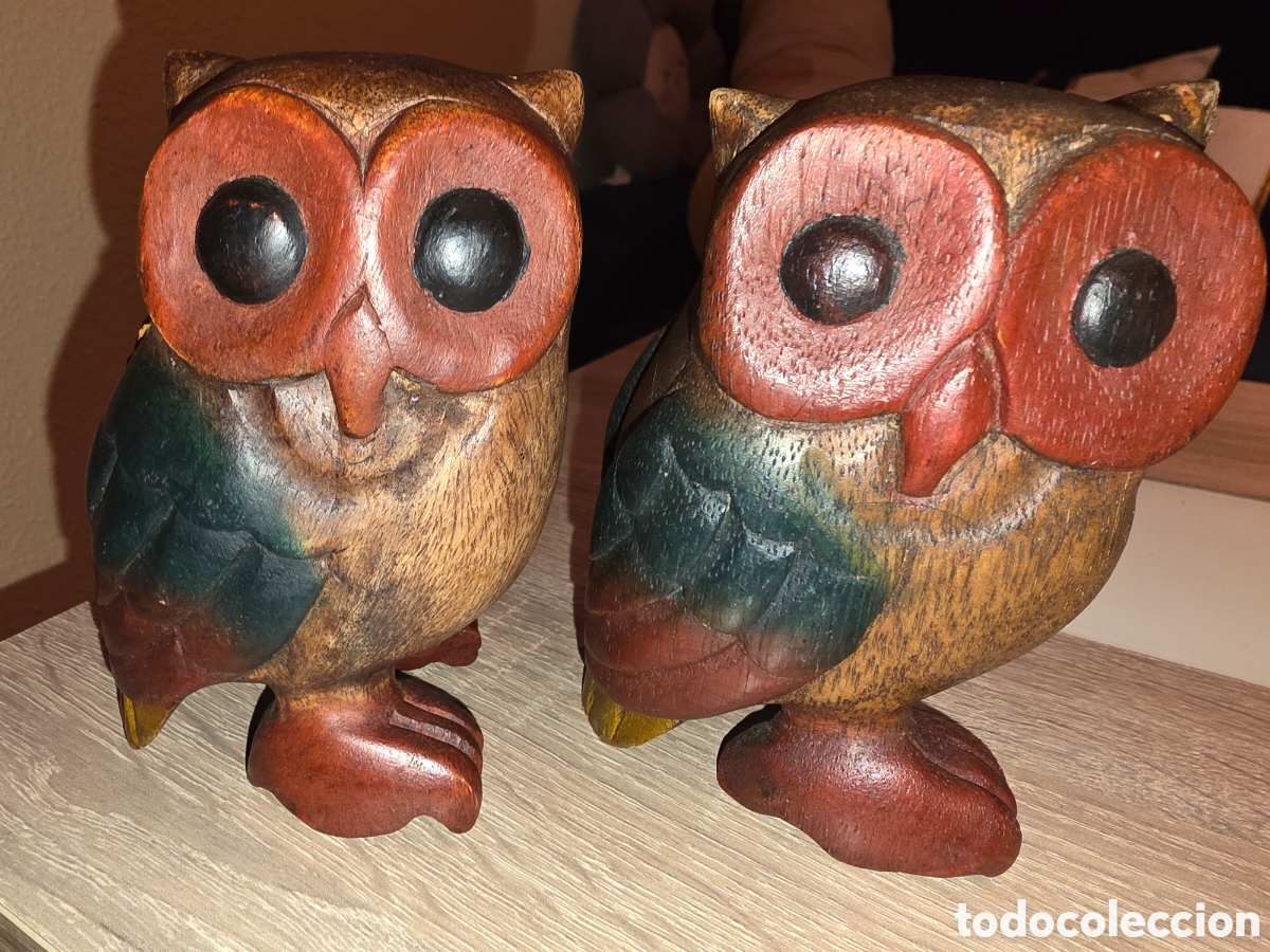 Antig&uuml;edades: Figuras de b&uacute;ho de madera - Foto 1