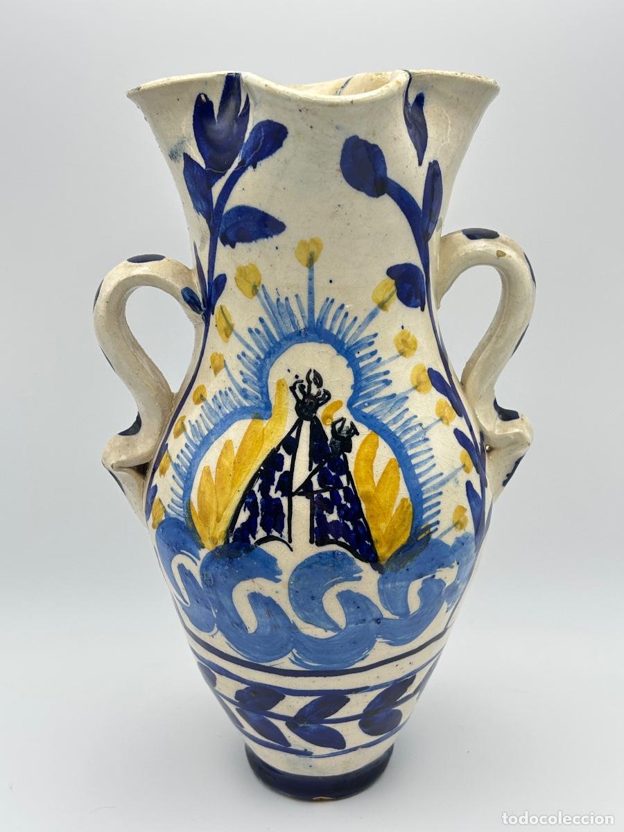 Antig&uuml;edades: And&uacute;jar - Rara Jarra de novia de 4 bocas - Virgen con el ni&ntilde;o - siglo XIX - 26 cm.