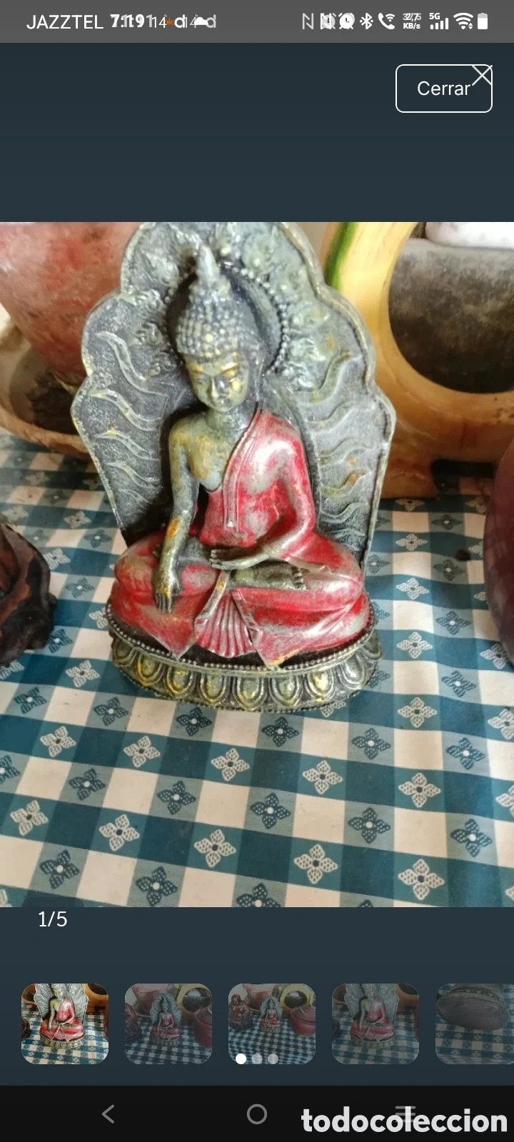 Antig&uuml;edades: Escultura Bufa Sentado madera policromada.Antigua