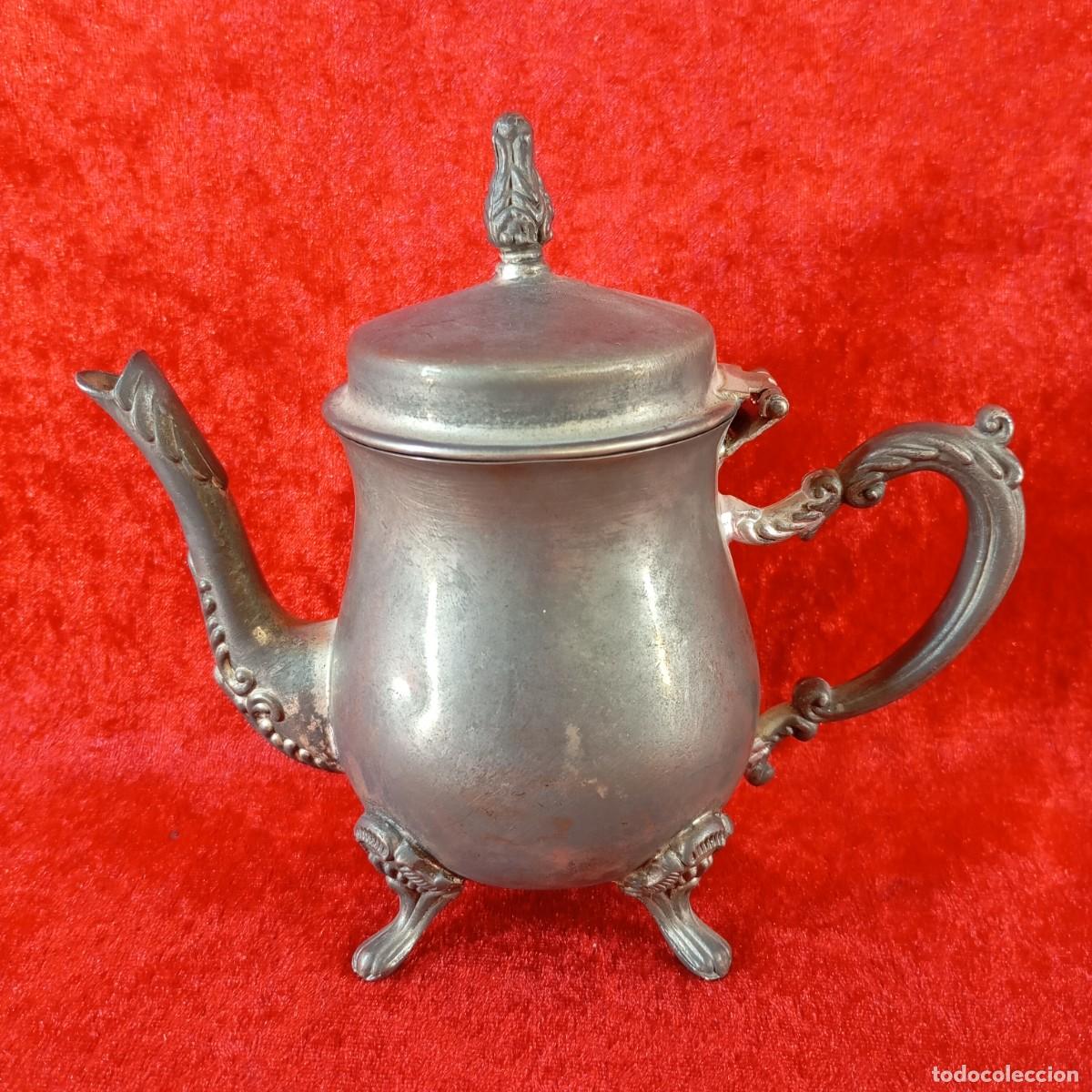 Antig&uuml;edades: ANTIGUA TETERA DE &Eacute;POCA - CHAPADA EN PLATA - ASA ORNAMENTADA - ESTILO VICTORIANO - 14 X 16 CM