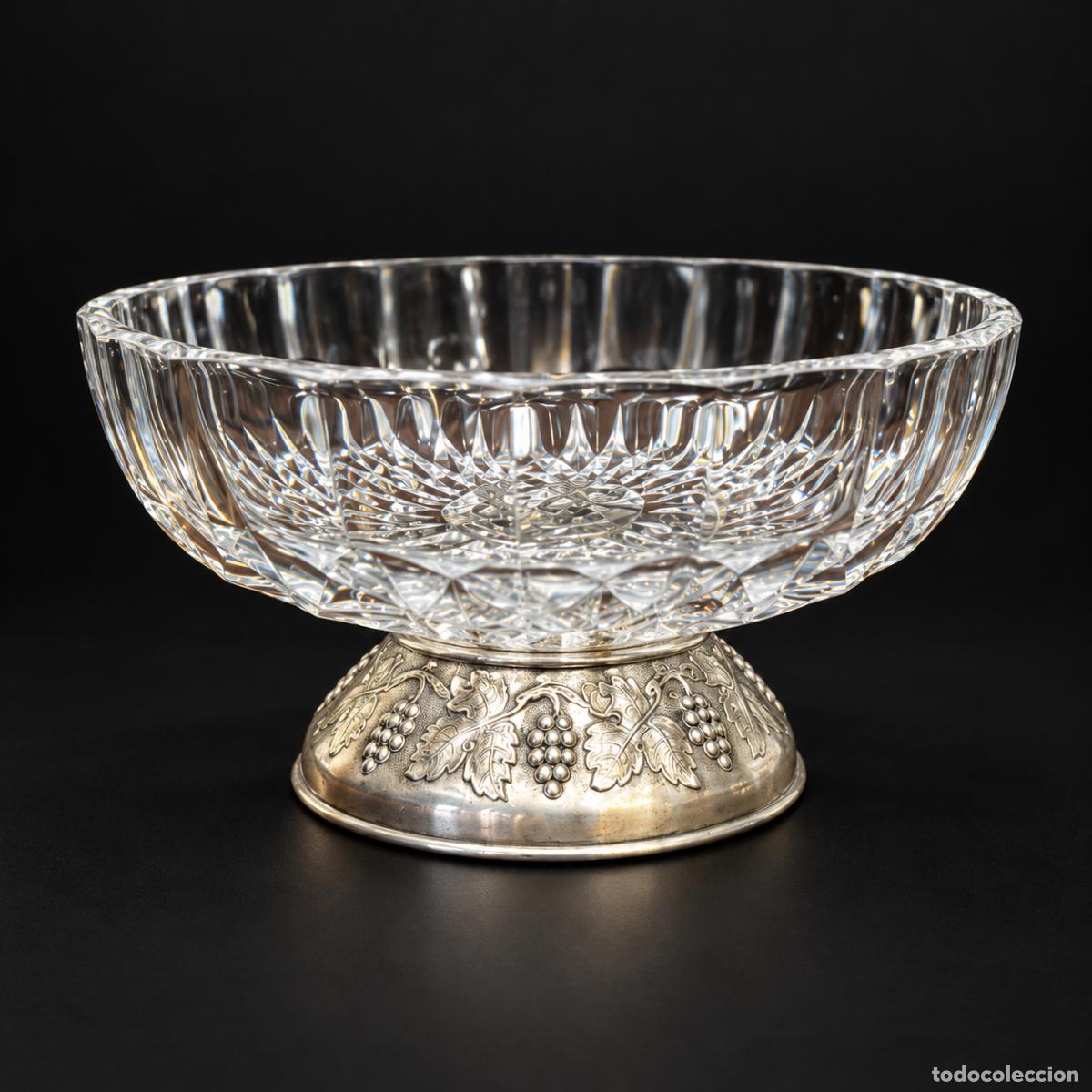 Antig&uuml;edades: Frutero de plata y cristal Val Saint Lambert