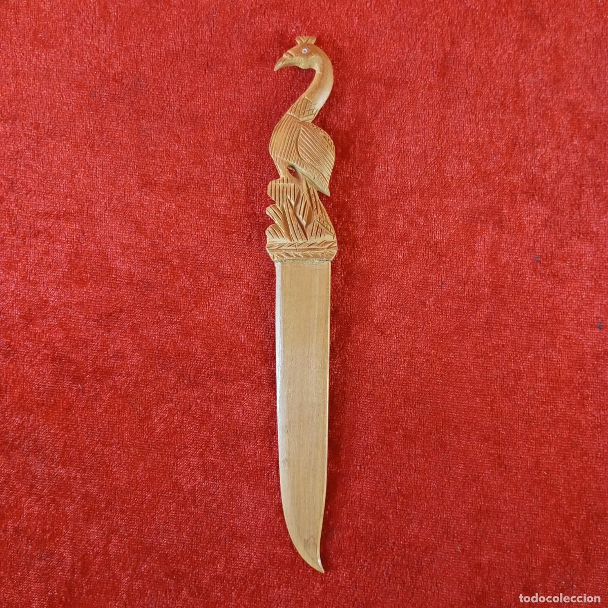 Antig&uuml;edades: ANTIGUO ABRECARTAS - &Eacute;TNICO TALLADO A MANO EN MADERA - ESTILO IND&Uacute; - 17,8 CM DE LARGO
