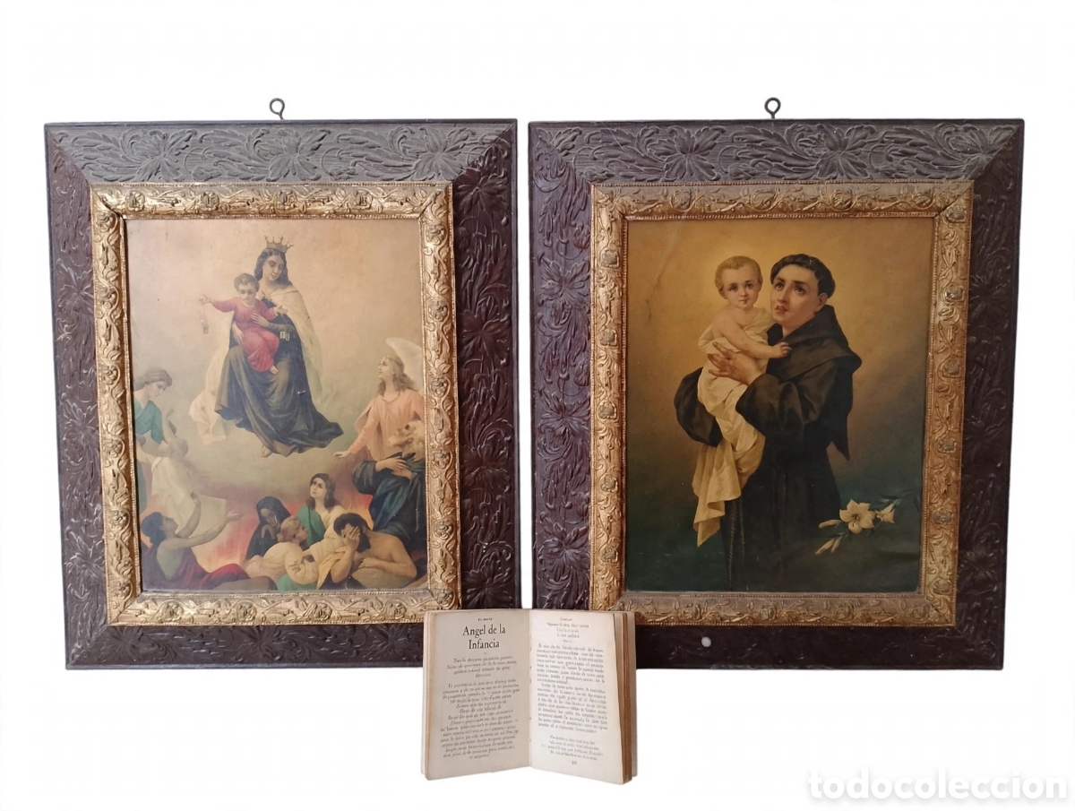 Antig&uuml;edades: Cuadros Virgen del Carmen-San Antonio Padua+obsequio