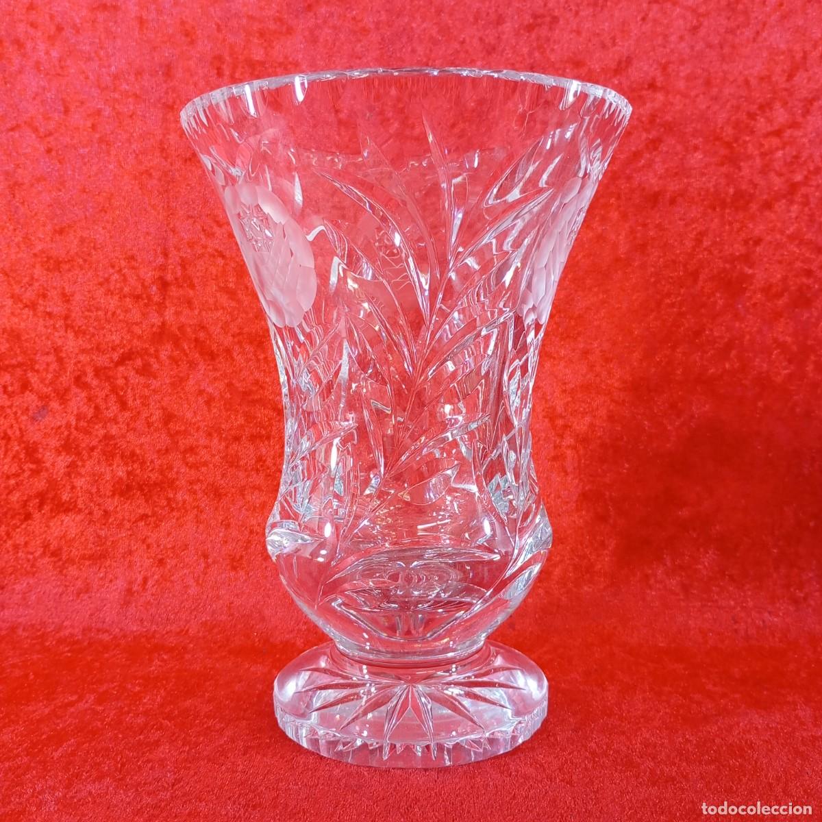 Antig&uuml;edades: JARRON DE CRISTAL TALLADO - ESTILO EUROPEO - DE &Eacute;POCA - VIDRIO PRENSADO GRUESO - 15,5 CM DE DIAMETRO