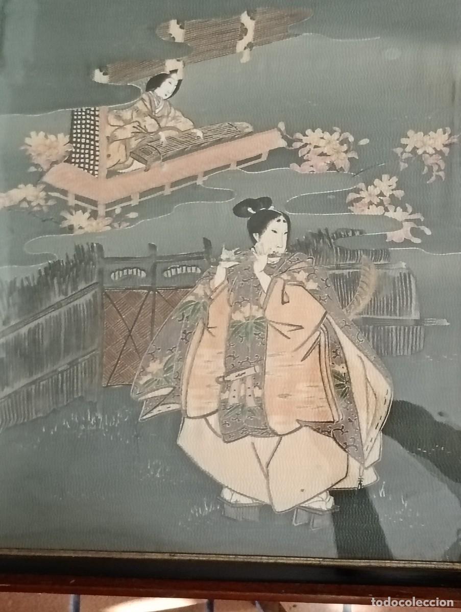 Antig&uuml;edades: Tela japonesa. Enmarcada. Ukiyo-e. S. XIX
