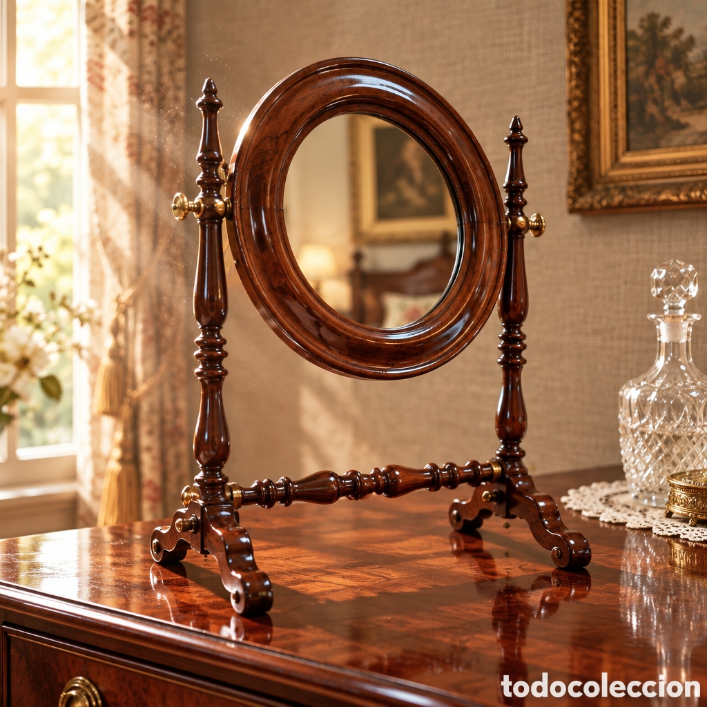 Antig&uuml;edades: ELEGANTE ESPEJO OSCILANTE DE TOCADOR ELABORADO EN MADERA CAOBA 44CM ANCHO 62CM ALTO 34CM FONDO