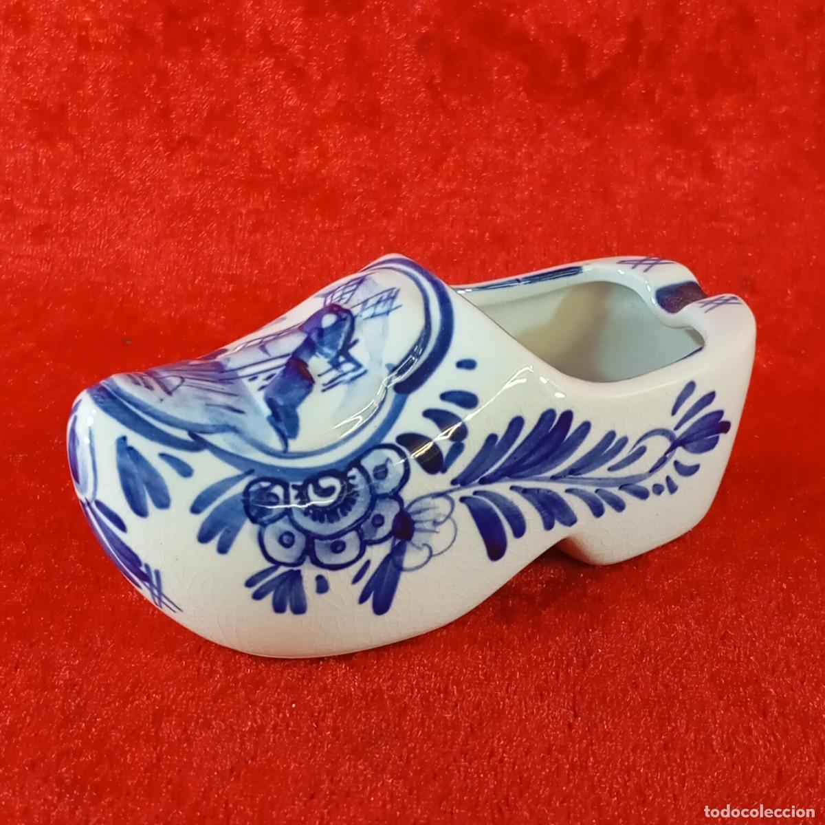 Antig&uuml;edades: ANTIGUO CENICERO DE PORCELANA - DELFT HOLANDES - PINTADO A MANO - SIGLO XX - 10 CM DE LARGO
