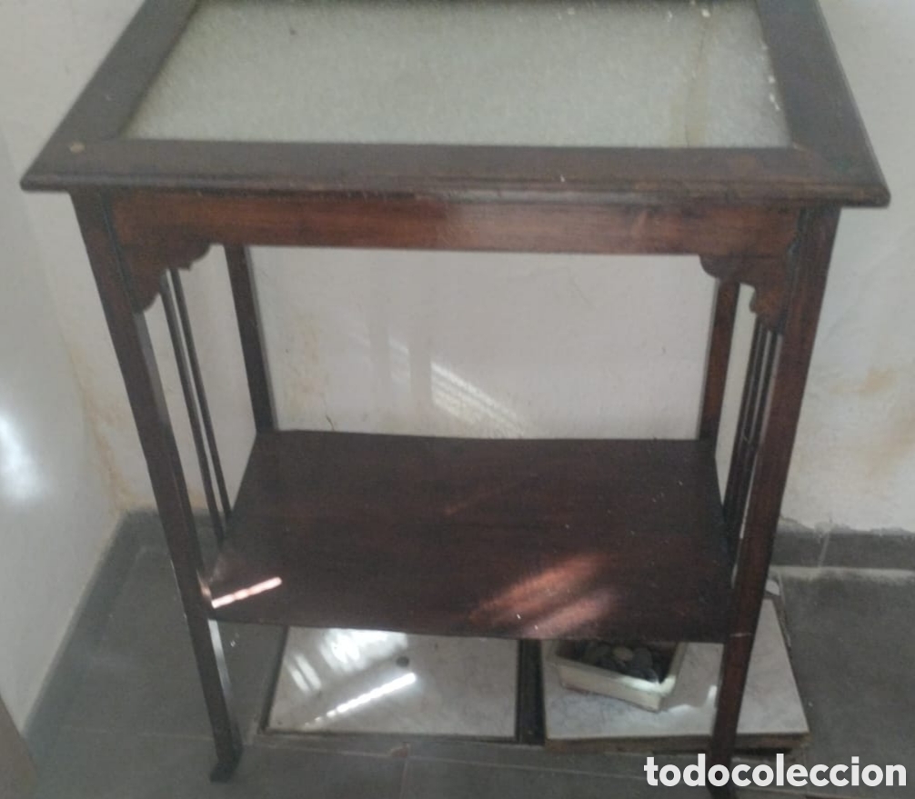 Antig&uuml;edades: Mesita auxiliar vintage madera y cristal