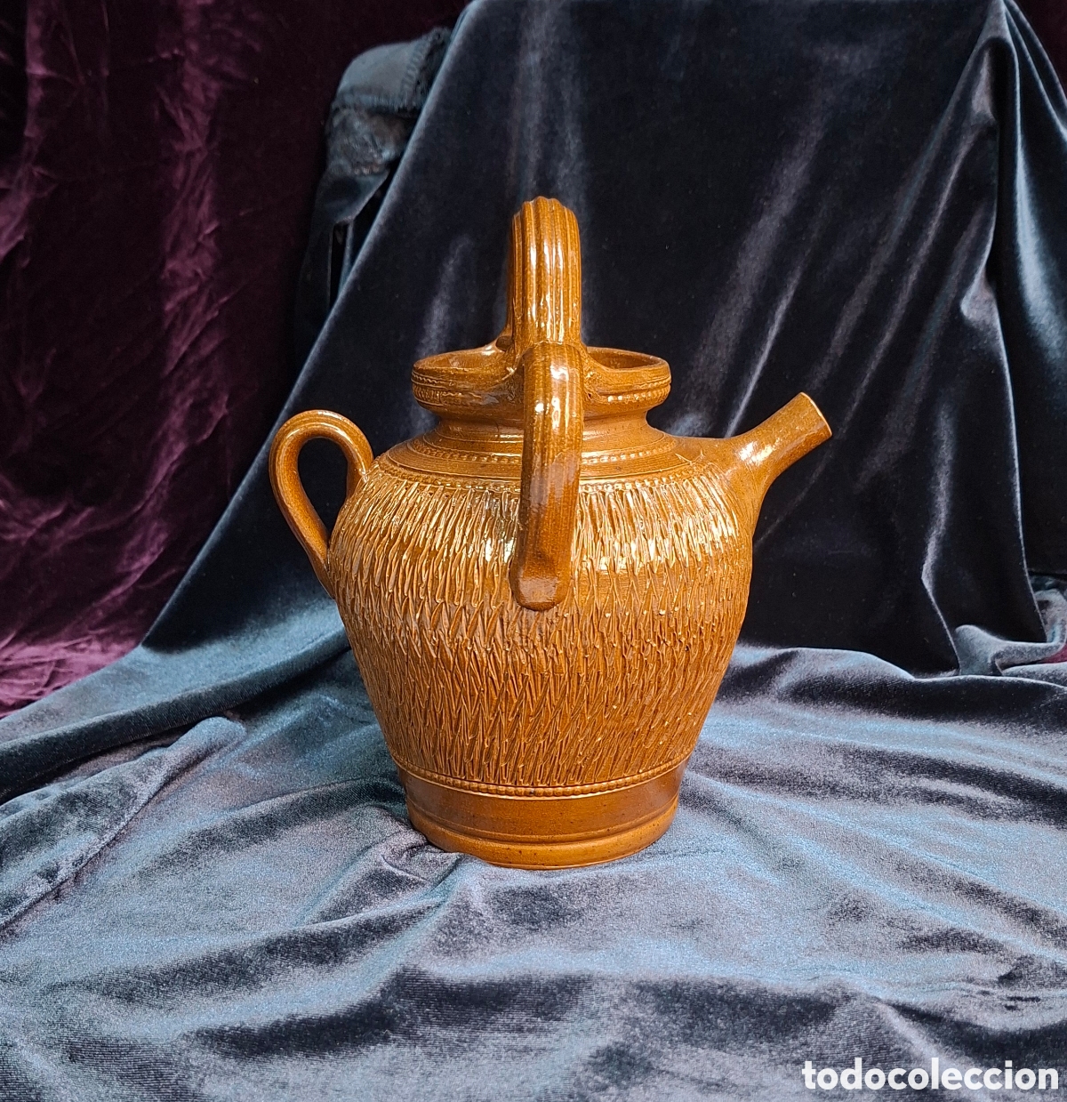 Antig&uuml;edades: Botijo antiguo de cer&aacute;mica vidriada Siglo XVIII | Alfarer&iacute;a popular espa&ntilde;ola. Pieza de colecci&oacute;n