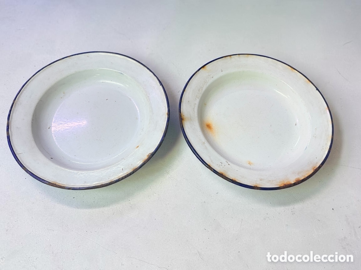 Antig&uuml;edades: Pareja de antiguos platos de esmalte