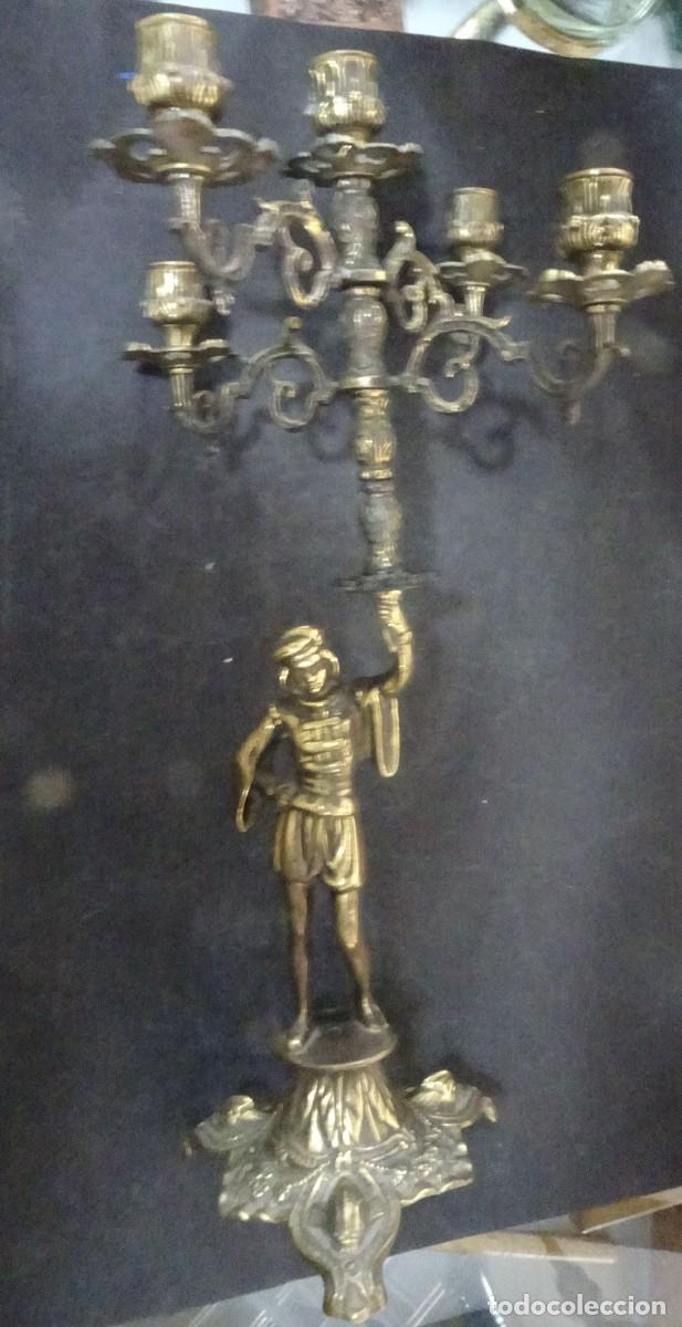Antig&uuml;edades: ANTIGUO CANDELABRO DE 5 BRAZOS CRISTOBAL COLON EN BRONCE TECXX 537
