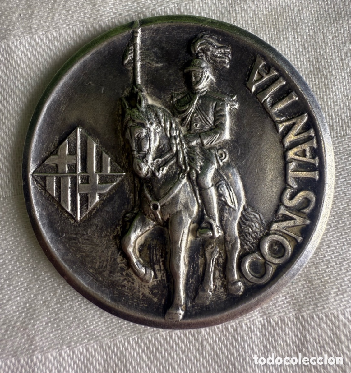 Antig&uuml;edades: Rara medalla de plata Guardia Urbana Barcelona &ndash; Secci&oacute;n Montada &ndash; Centenario 1856-1956
