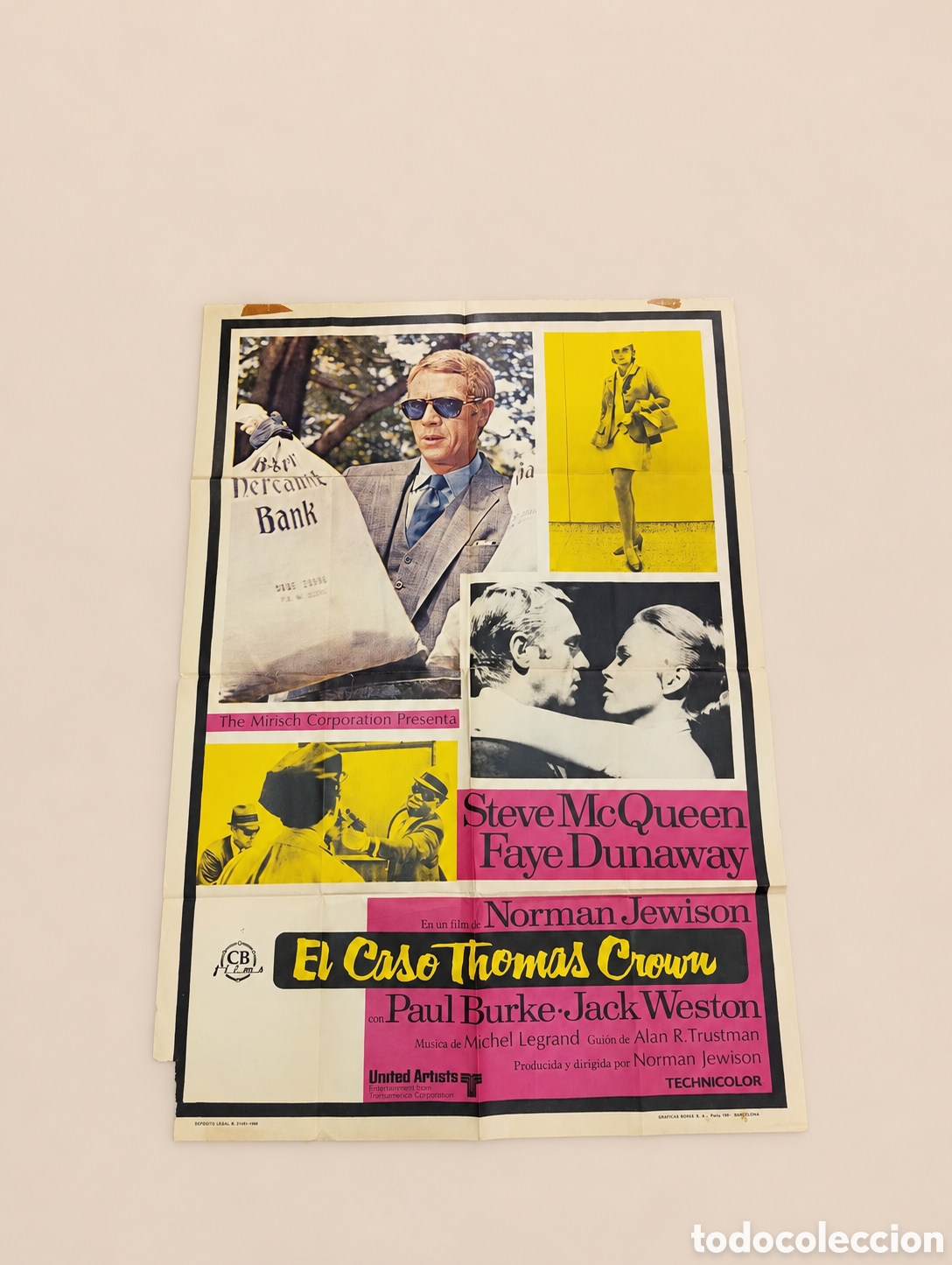 Antig&uuml;edades: Cartel Original de Cine - El Caso Thomas Crown (1968) - Steve McQueen - 70x100 cm