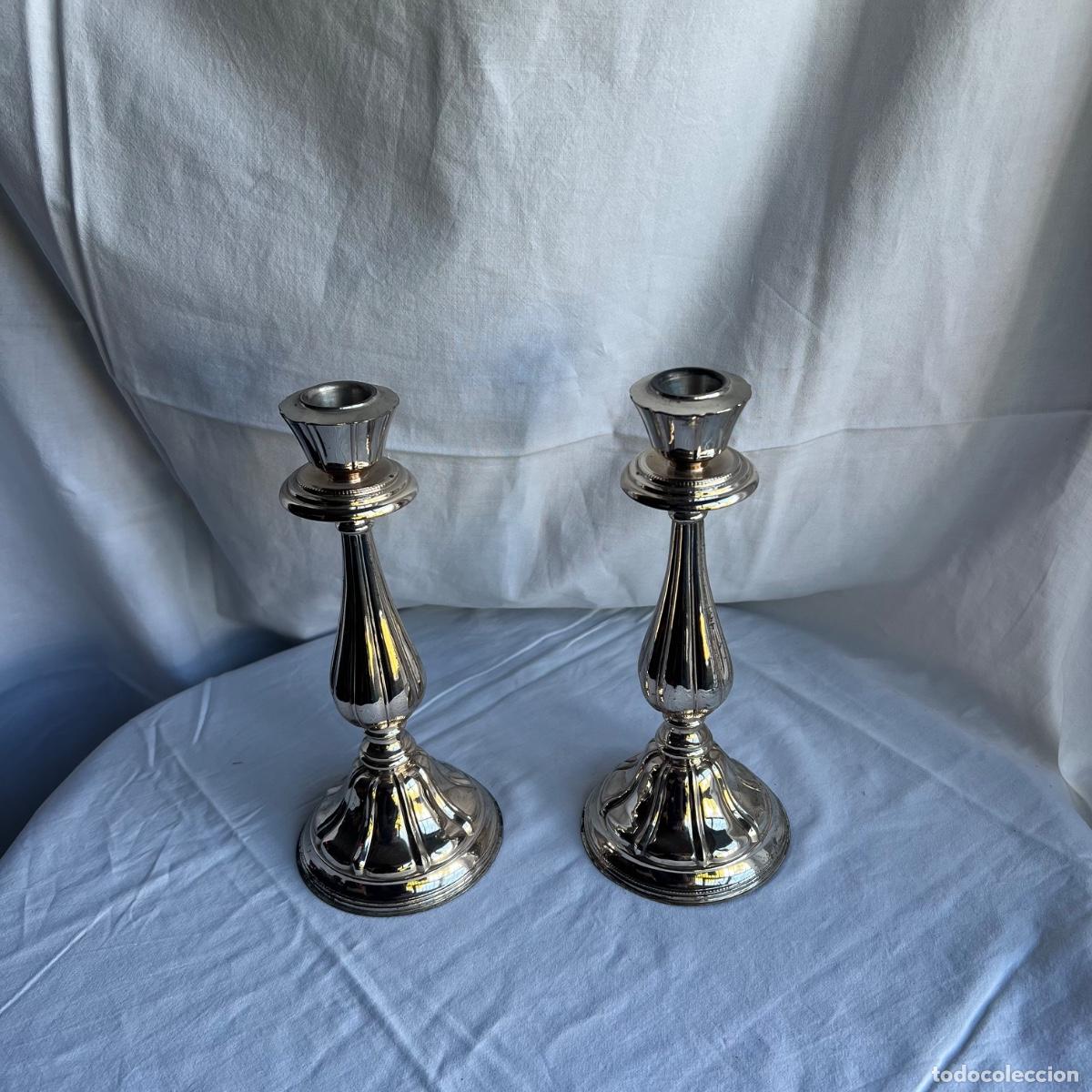 Antig&uuml;edades: Pareja de Candelabros en Plata de Ley Maciza - Firmados PEDRO DUR&Aacute;N - Estilo Neocl&aacute;sico - S. XX