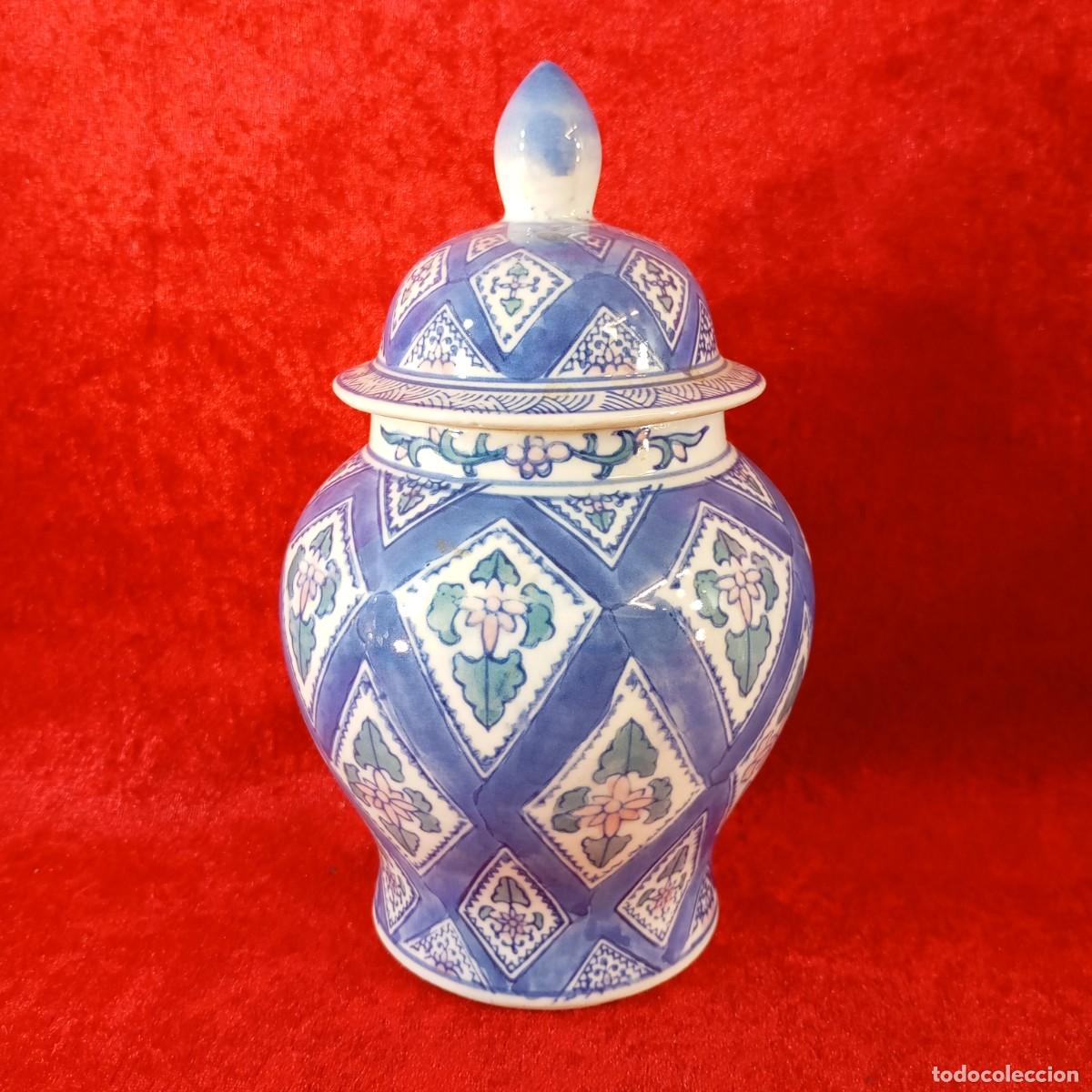 Antig&uuml;edades: JARR&Oacute;N VINTAGE DE CERAMICA - ESTILO CHINO - ESMALTADO EN TONALIDADES AZULES - SIGLO XX - 20 CM ALTO