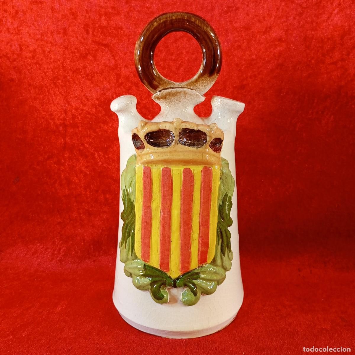 Antig&uuml;edades: JARR&Oacute;N DE PARED DE CERAMICA - ESTILO ANTIGUO - CORONA DE ARAG&Oacute;N - SAMBOI VERD&Uacute; - 26 CM DE ALTO