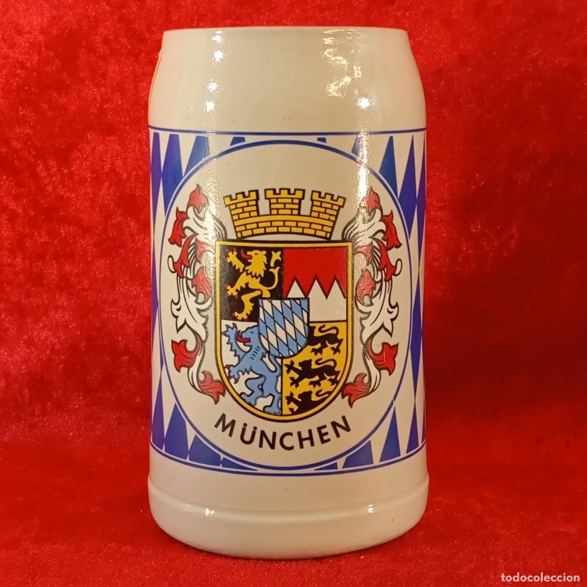 Antig&uuml;edades: JARRA VINTAGE DE CERAMICA GRIS - ALEMANIA OCCIDENTAL - M&Uuml;NCHEN - 19 CM DE ALTO
