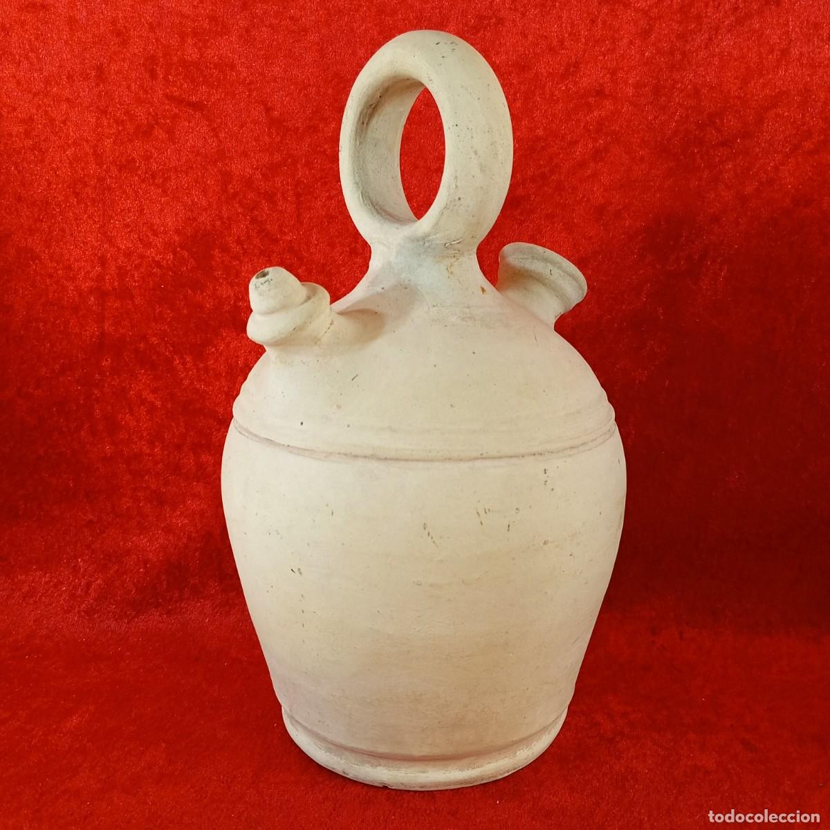 Antig&uuml;edades: ANTIGUO BOTIJO DE CERAMICA BLANCA - TINAJA TRADICIONAL ESPA&Ntilde;OLA - 26 CM DE ALTURA