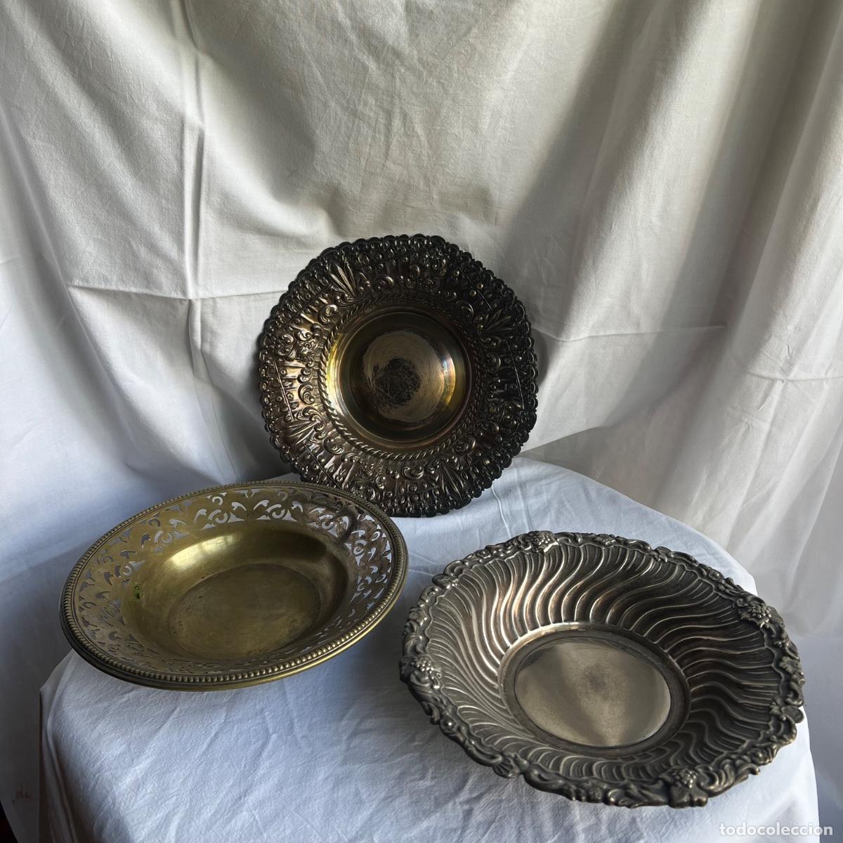 Antig&uuml;edades: Lote de Orfebrer&iacute;a Vintage - Frutero &rdquo;Cortasa Made in Spain&rdquo;, Fuente Calada y Gran Cuenco Barroco