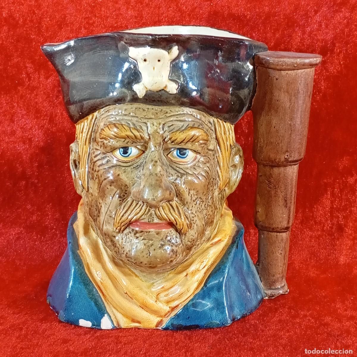 Antig&uuml;edades: ANTIGUA TAZA DE CERAMICA - ESTILO TOBY - TEMATICA DE PIRATA - VINTAGE - 12,5 CM DE ALTO