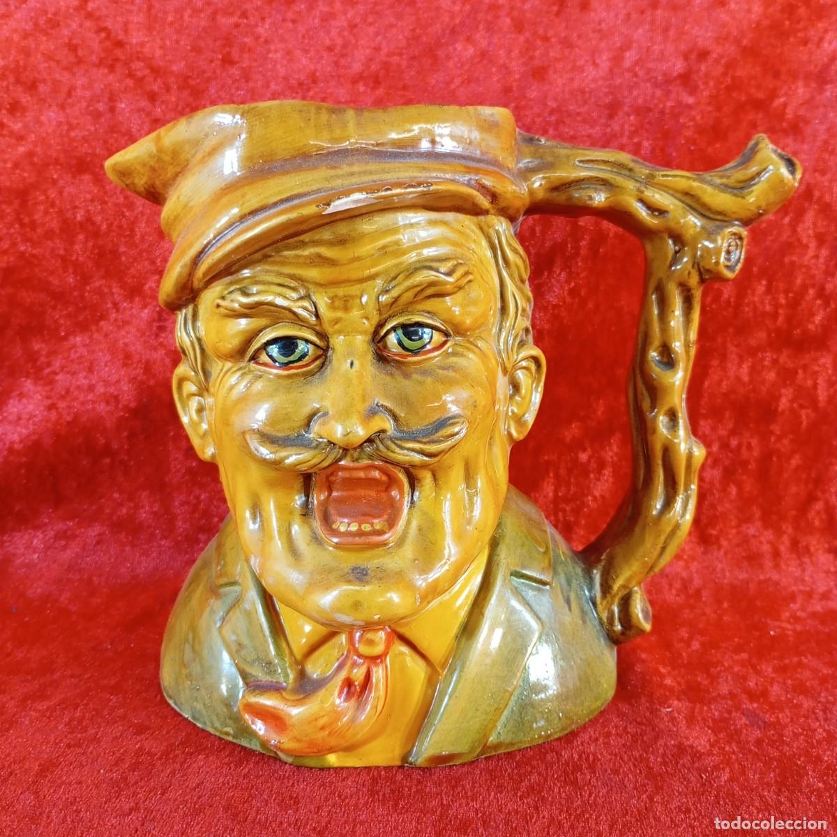 Antig&uuml;edades: ANTIGUA TAZA DE CERAMICA - ESTILO TOBY - PINTADA A MANO - VINTAGE - 16,5 CM DE ALTO