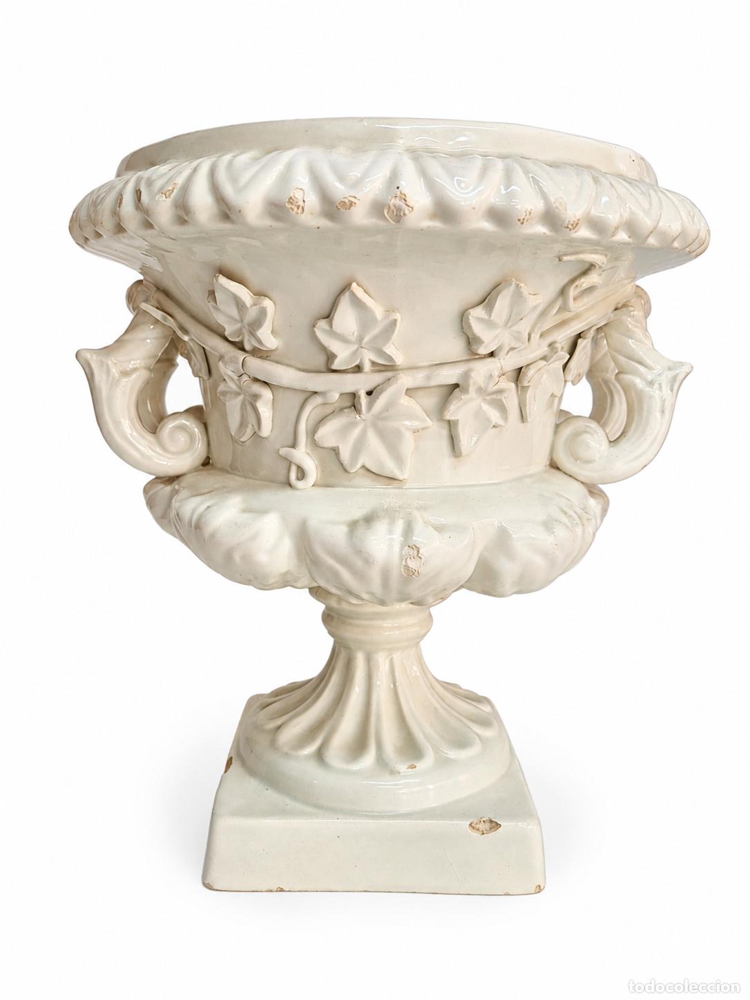 Antig&uuml;edades: Decorativa Copa, Cr&aacute;tera - Jardinera Cer&aacute;mica Esmaltada, Manises - Estilo Neocl&aacute;sico
