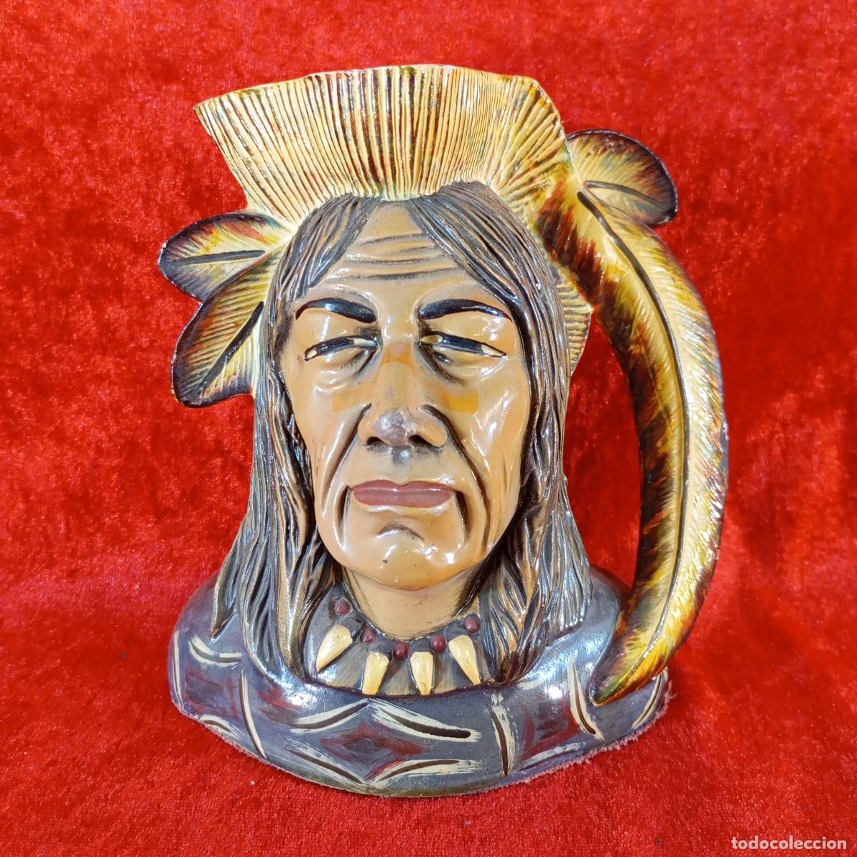Antig&uuml;edades: ANTIGUA TAZA DE CERAMICA - ESTILO TOBY - NATIVO AMERICANO - 14,5 CM DE ALTO