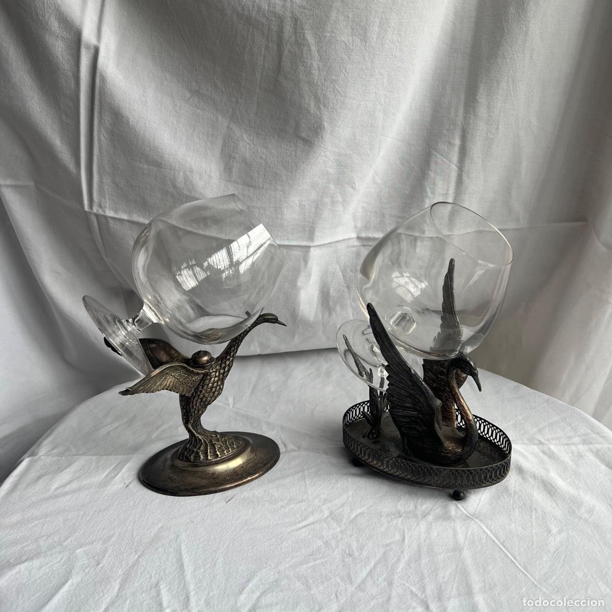 Antig&uuml;edades: Pareja de Antiguos Calentadores de Copa Co&ntilde;ac - Alpaca Fina - Sello Cortasa y Alco Mid-Century