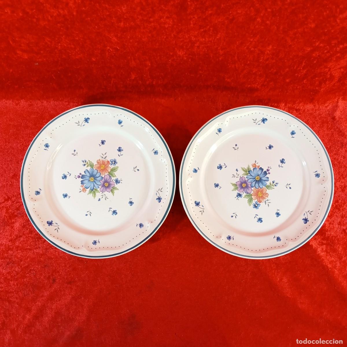Antig&uuml;edades: ANTIGUO PAR DE PLATOS VINTAGE DE CERAMICA - PROVICIAL BOUQUET - JMP MARKETING - 27,5 CM DE DIAMETRO