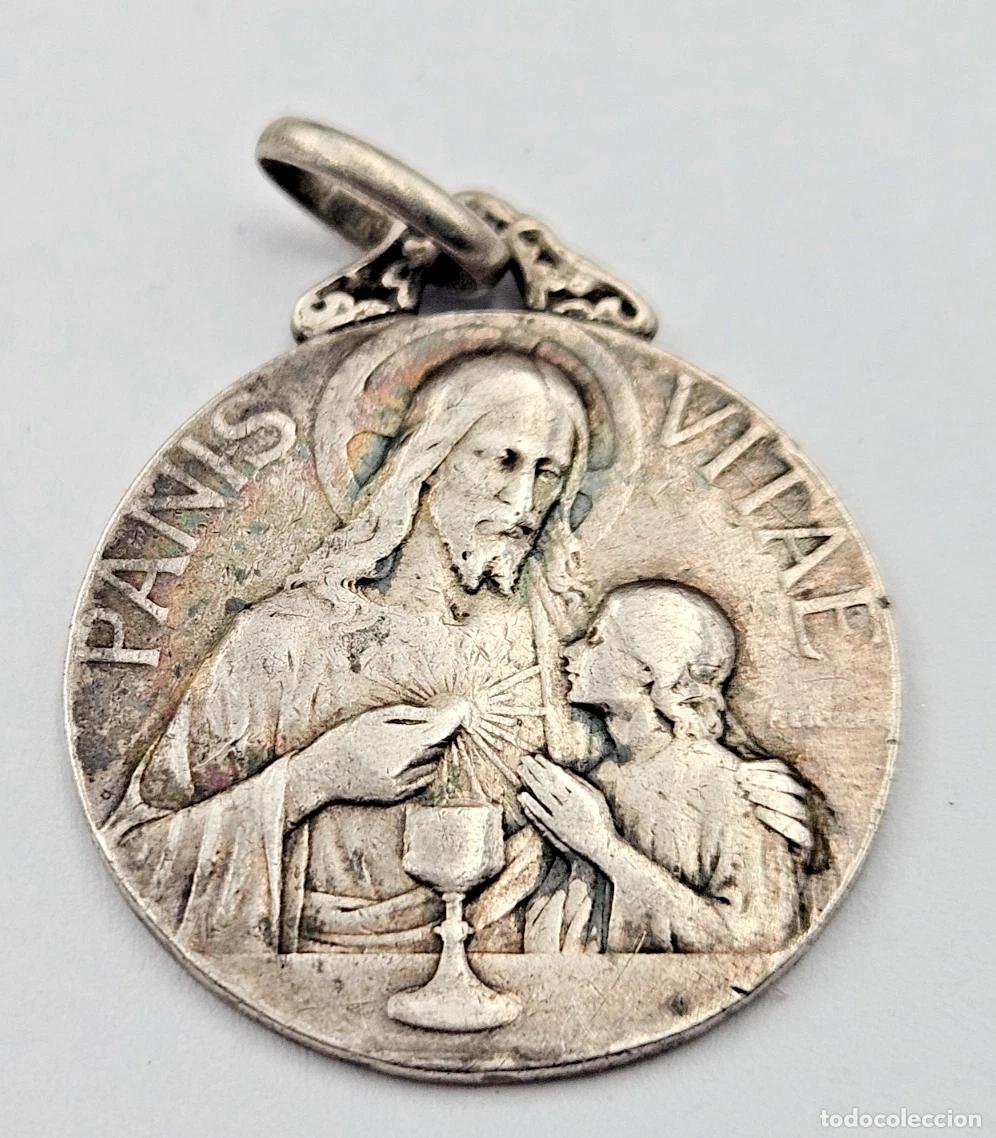 Antig&uuml;edades: ANCIEN PENDENTIF MEDAILLE PANIS VITAE 22 MAI 1913 PAIN DE VIE EN ARGENT