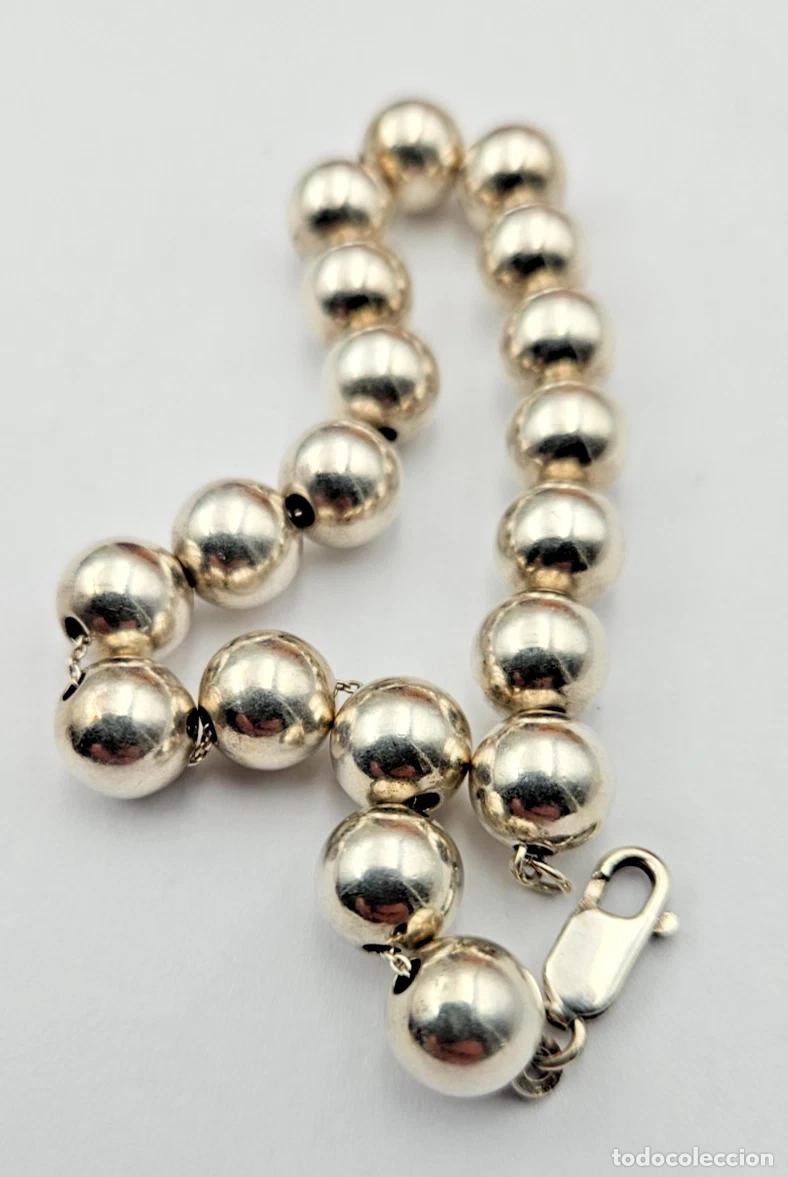 Antig&uuml;edades: BRACELET DE 19 PERLES EN ARGENT 925 LONGUEUR 22 CM