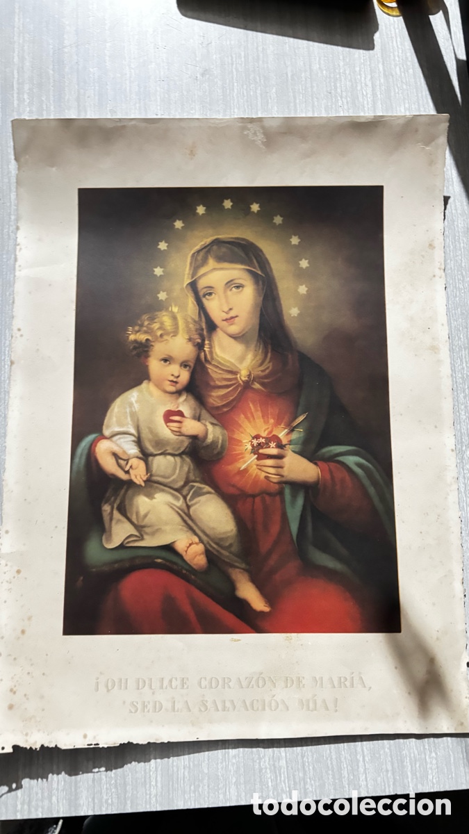 Antig&uuml;edades: L&aacute;mina antigua de la Virgen Mar&iacute;a