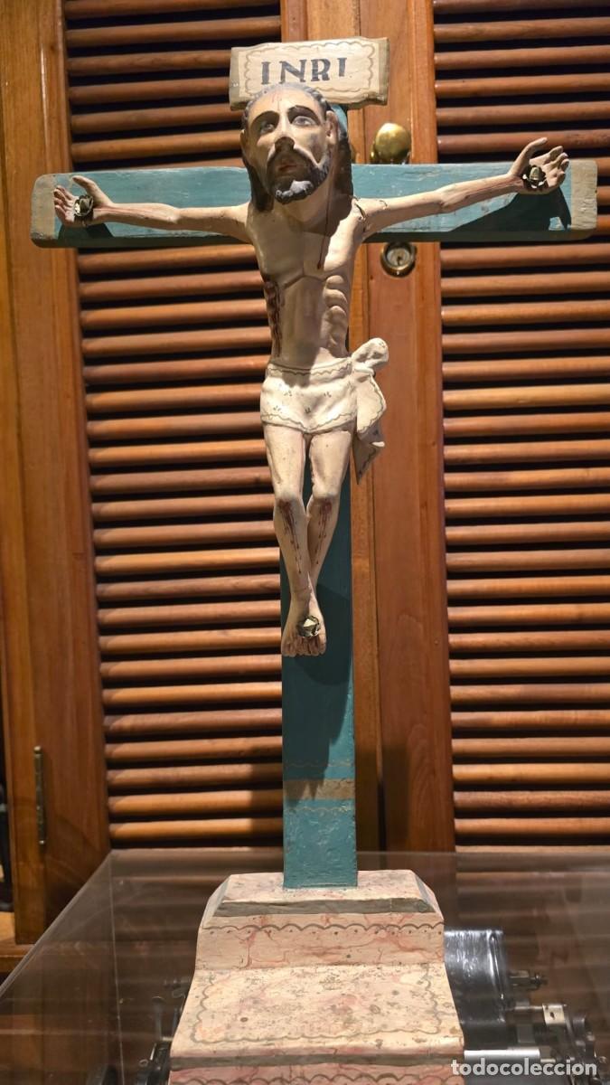 Antig&uuml;edades: Antiguo Cristo Crucificado, colonial, &rdquo;Cruz Verde de Sincretismo Maya&rdquo;,Talla de Santer&iacute;a Peninsular