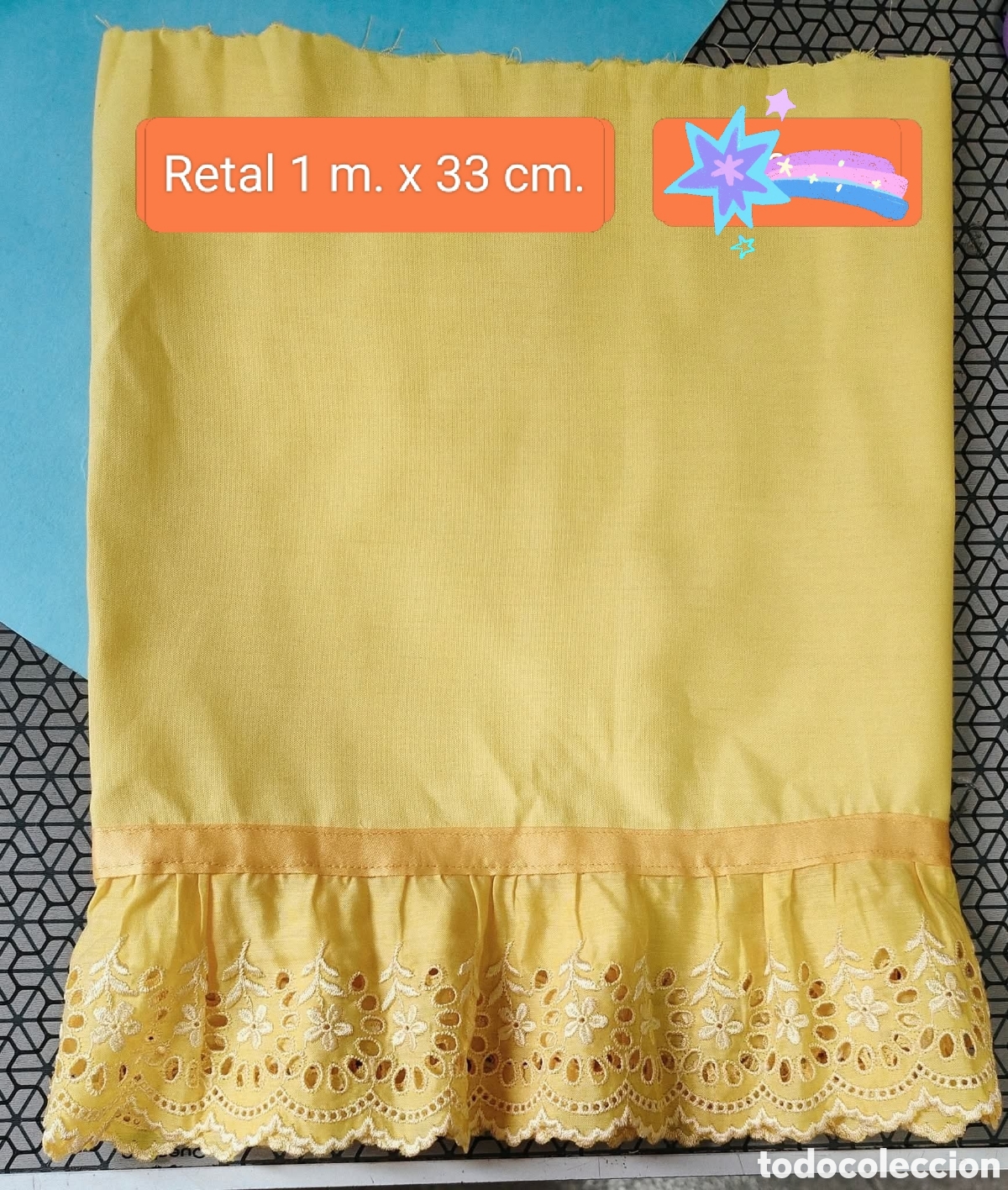 Antig&uuml;edades: :::: CB37 - RETAL VOLANTE AMARILLO - 1 METRO X 33 DE ANCHO - IDEAL PARA HACER ROPA PARA MU&Ntilde;ECAS