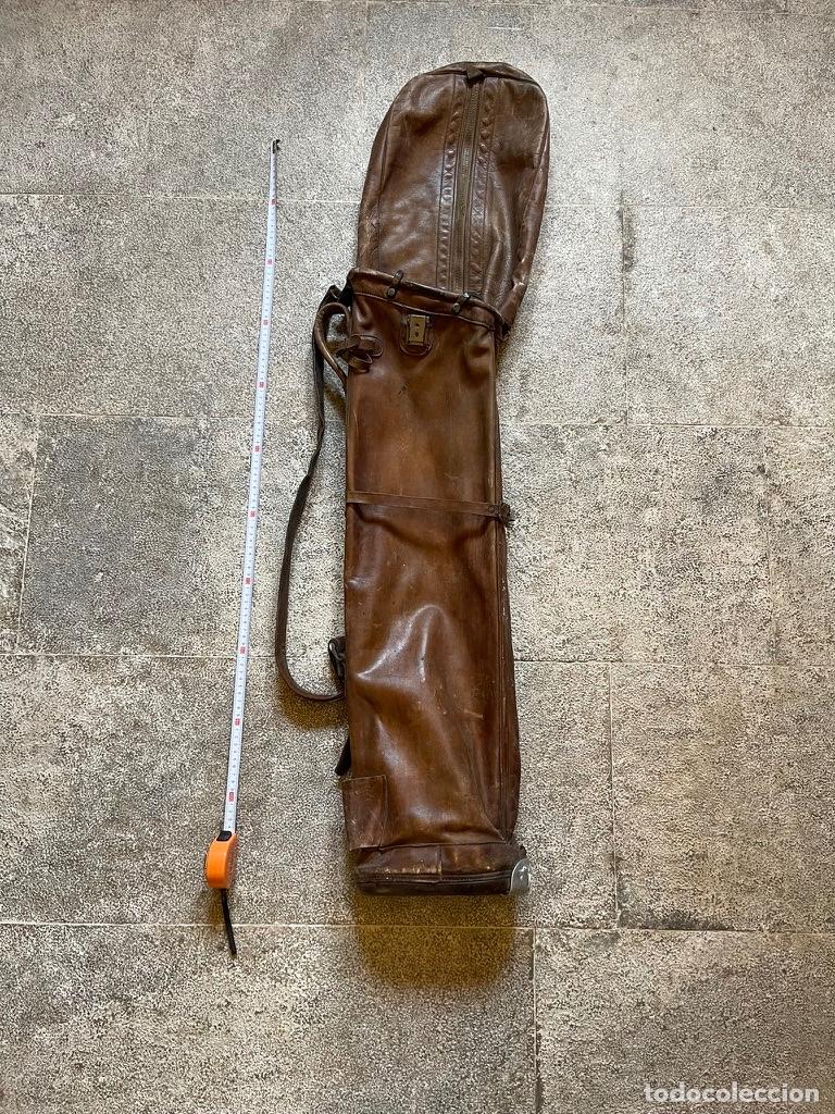 Antig&uuml;edades: Funda antigua de piel de palos de golf