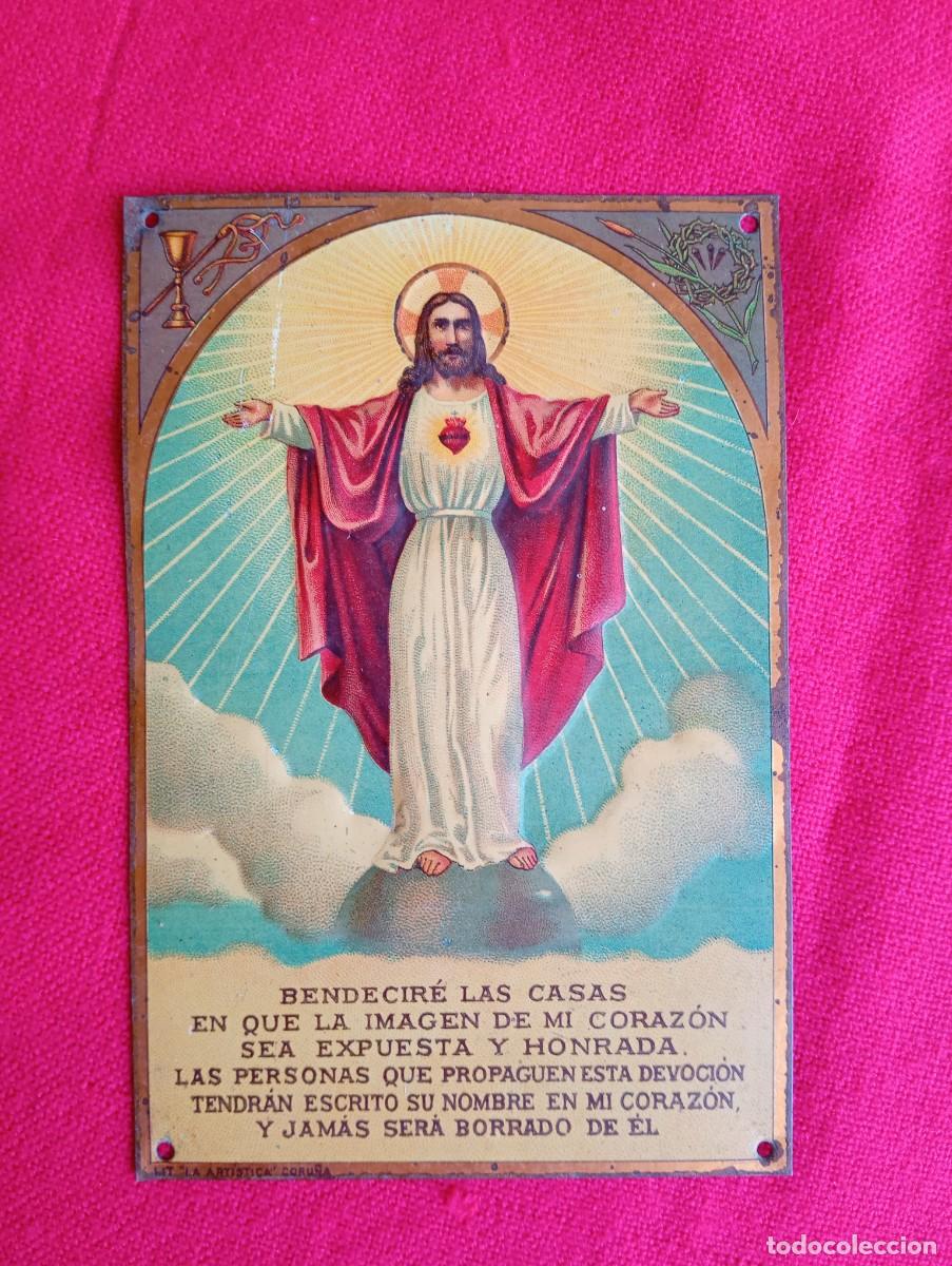 Antig&uuml;edades: Antigua placa religiosa detente met&aacute;lica de puerta de entrada