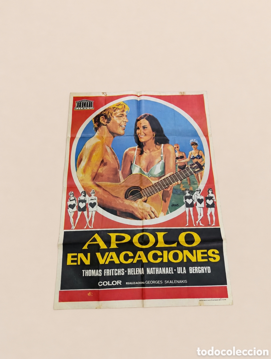 Antig&uuml;edades: Cartel original de cine Apolo en vacaciones (1968) - Ilustraci&oacute;n de Jano - Estreno