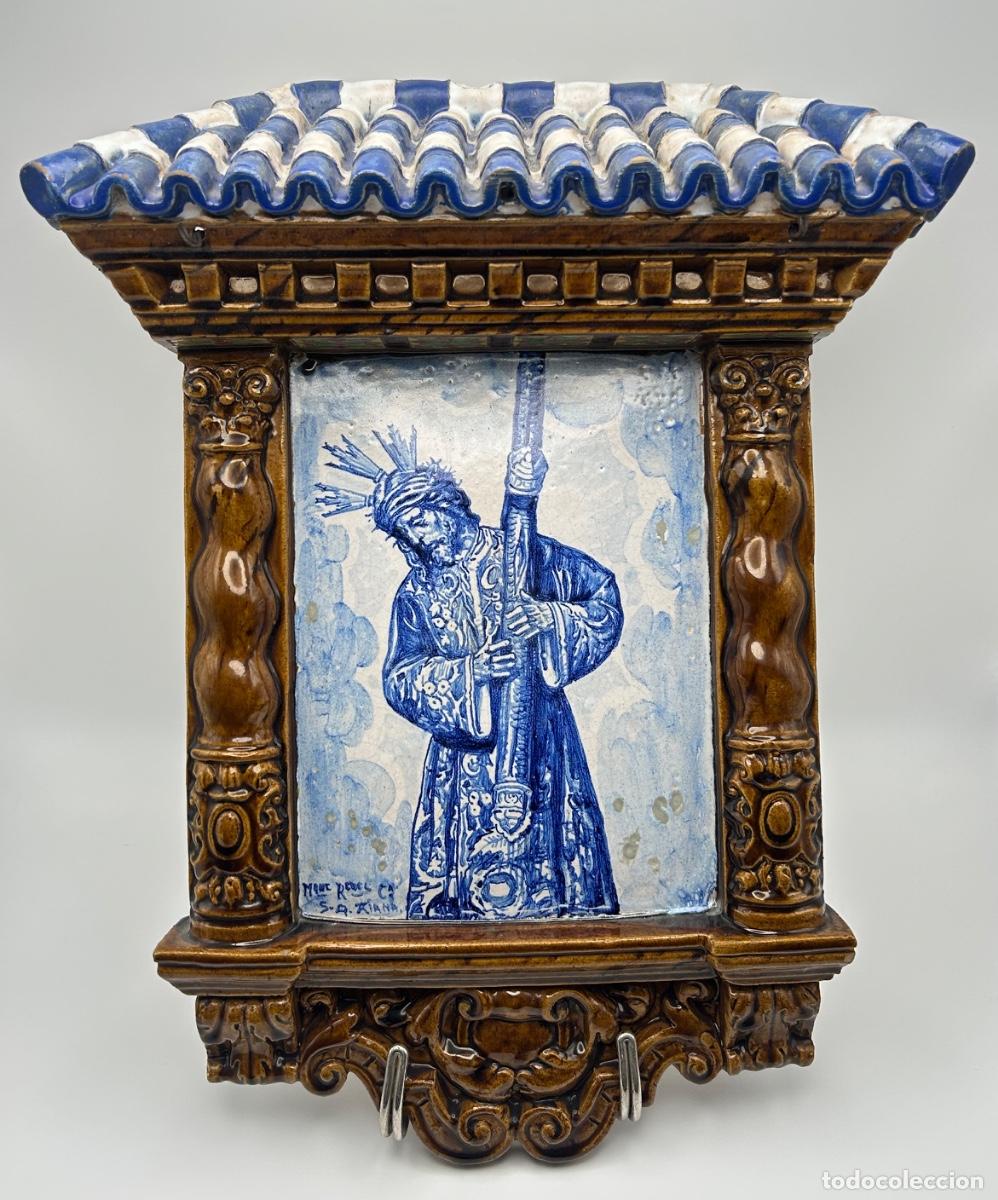 Antig&uuml;edades: Triana Sevilla - Antiguo Retablo Altar Capilla de Cer&aacute;mica - Jes&uacute;s del Gran Poder