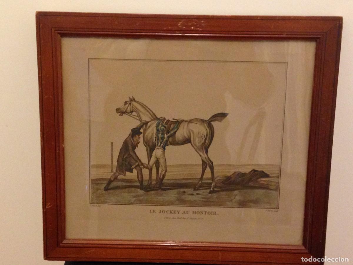 Antig&uuml;edades: Ancienne &egrave;stampe ancienne intitul&eacute;e &laquo; Le Jockey au montoir &raquo;, grav&eacute;e par Louis-Joseph Darcis d'apr&egrave;s