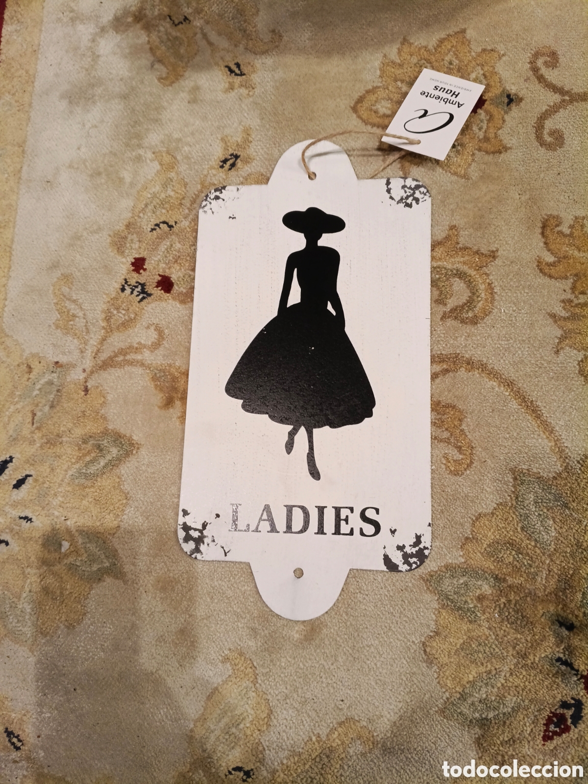 Antig&uuml;edades: Placa met&aacute;lica WC se&ntilde;oras 28 cm
