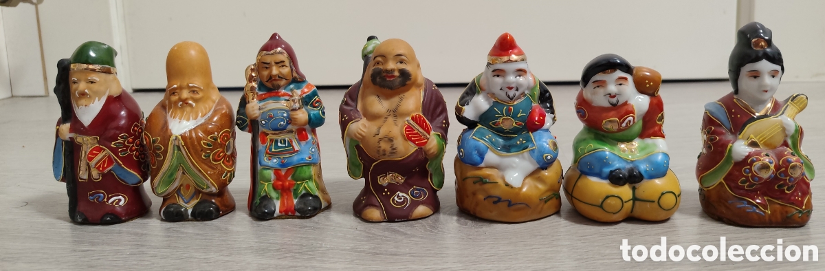 Antig&uuml;edades: Figuras Porcelana 7 Deidades de la Fortuna Jap&oacute;n