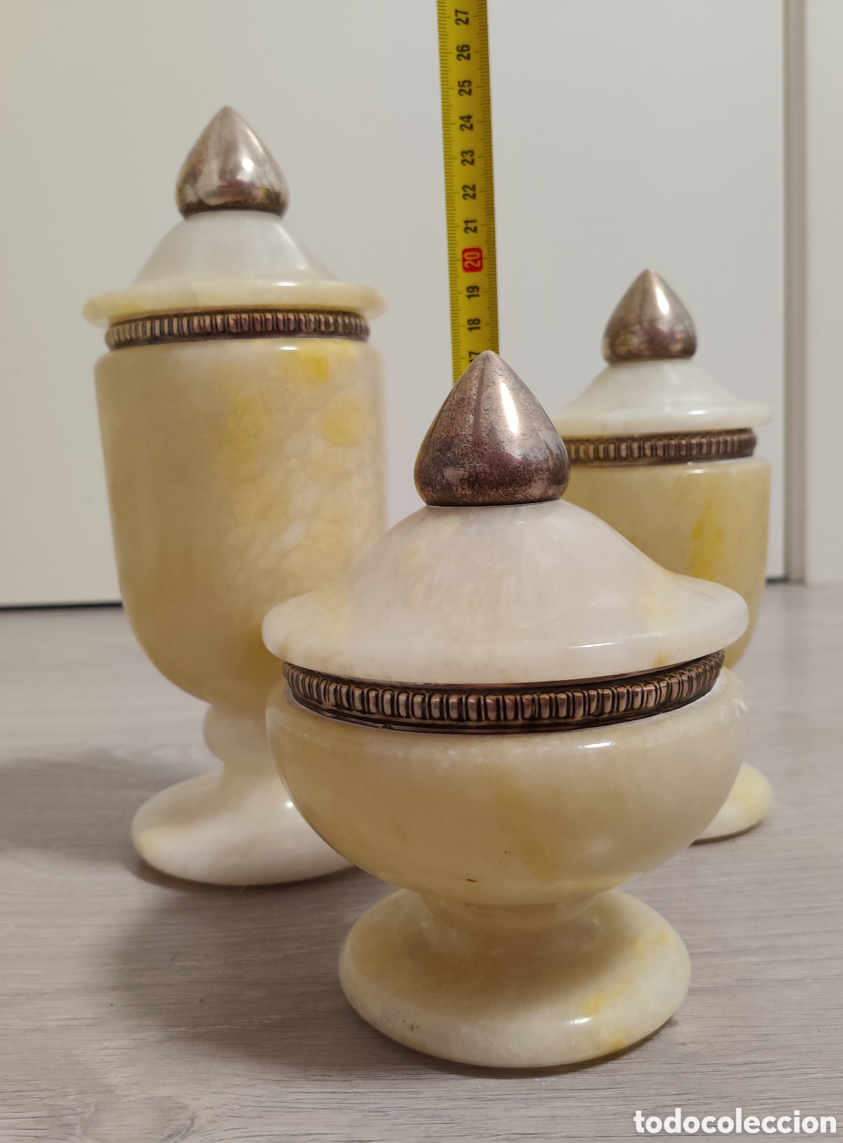 Antig&uuml;edades: Set de 3 Tarros de Alabastro - Foto 8