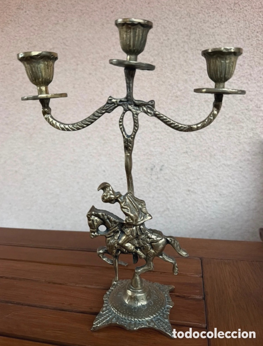 Antig&uuml;edades: Par de candelabros metal - Foto 3