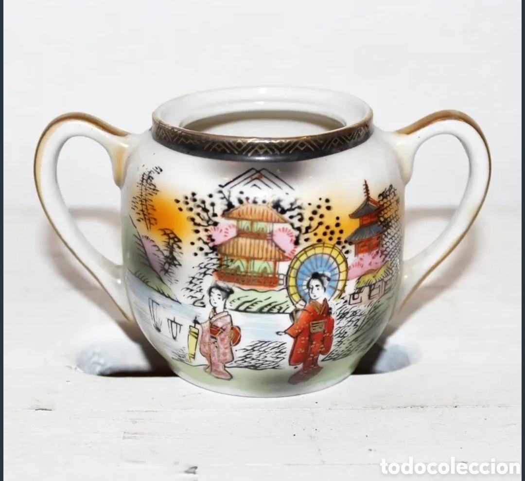 Antig&uuml;edades: Azucarero de porcelana japonesa Satsuma