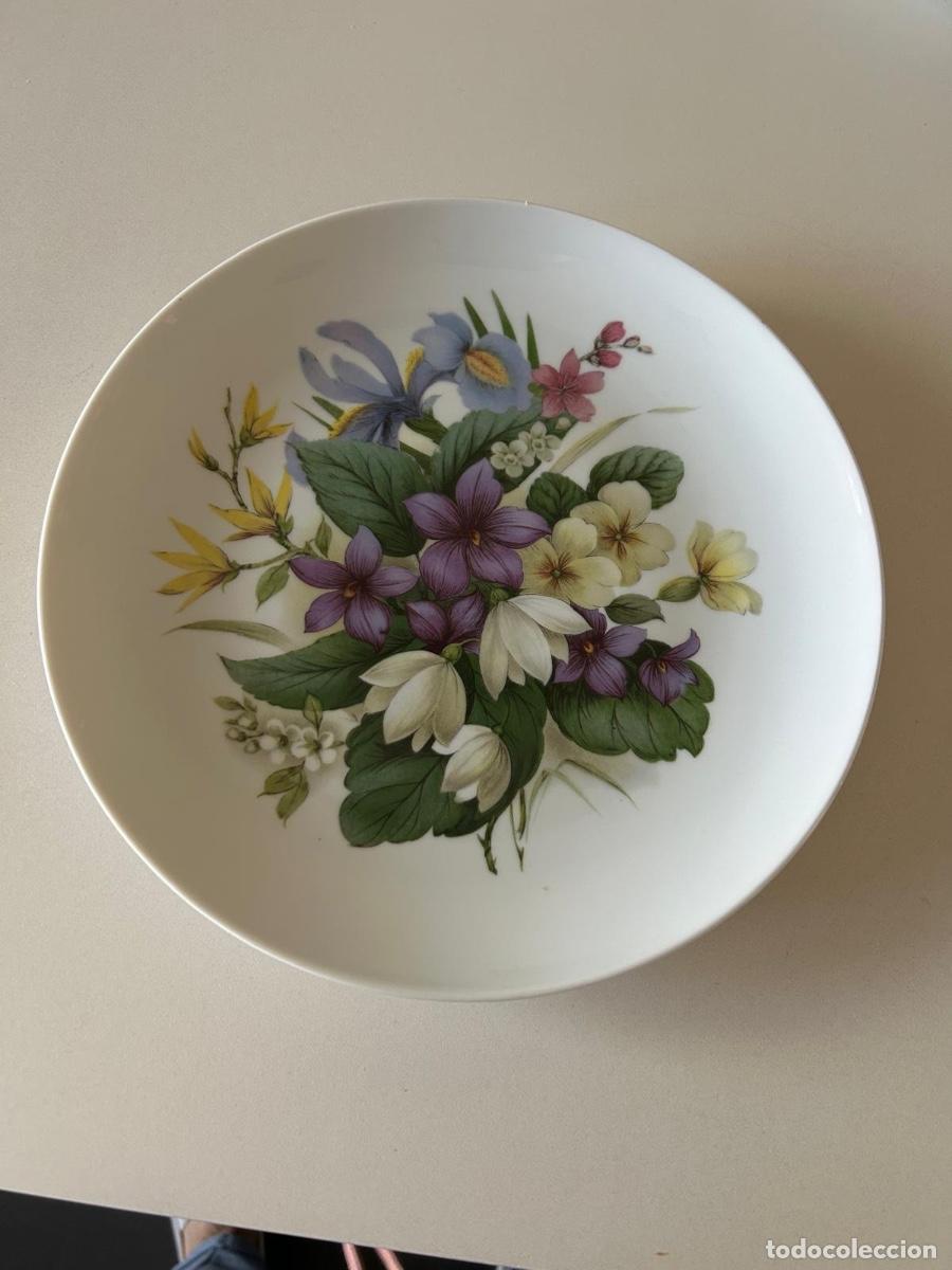 Antig&uuml;edades: Pareja de platos de pared porcelana Kaiser W. Germany - Decoraci&oacute;n floral (24 cm)