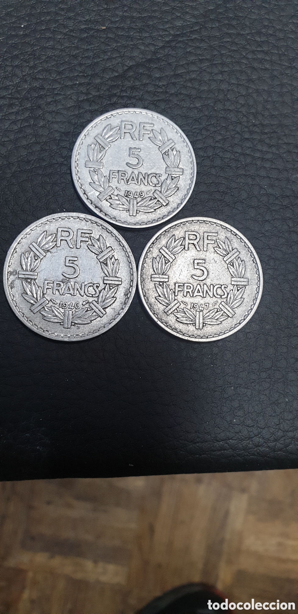 Antig&uuml;edades: monedas francesa 5 francos (dise&ntilde;o del grabador Andr&eacute;-Henri Lavrillier, conocido como tipo &laquo;Lavril