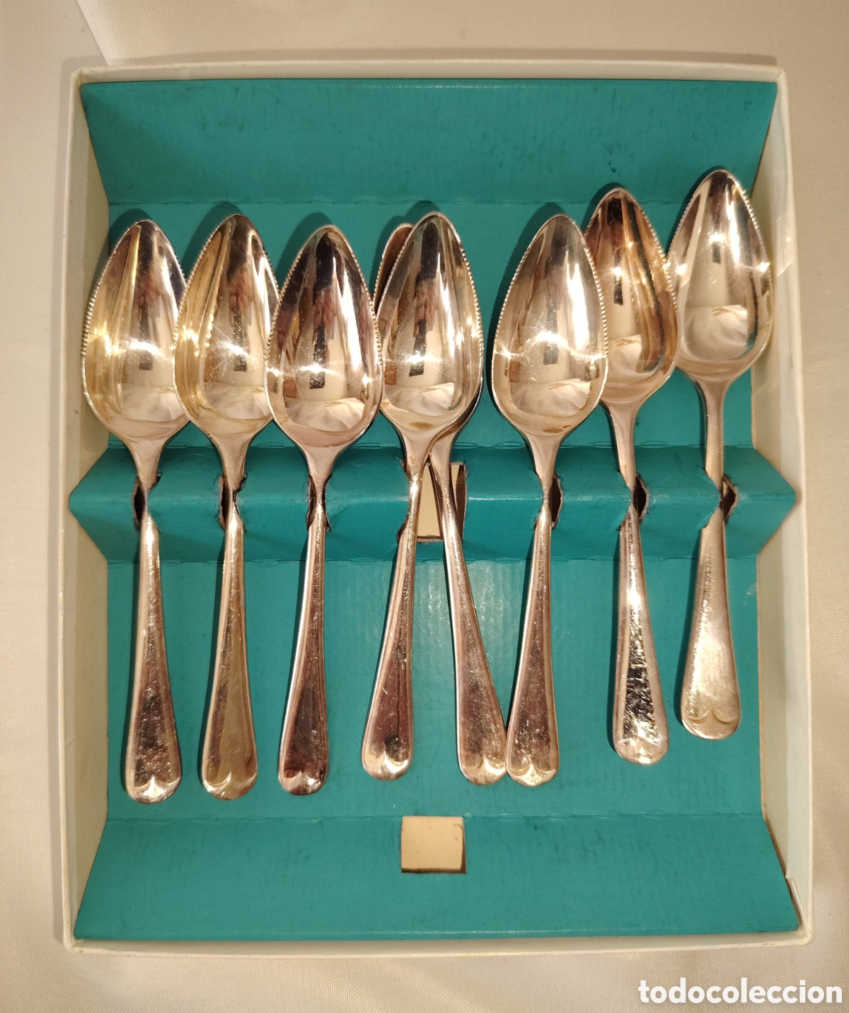 Antig&uuml;edades: Juego de 8 Cucharas para Pomelo Vintage - George Butler Cavendish &rdquo;Radoux&rdquo; - Ba&ntilde;o Plata EPNS A1 - Ca