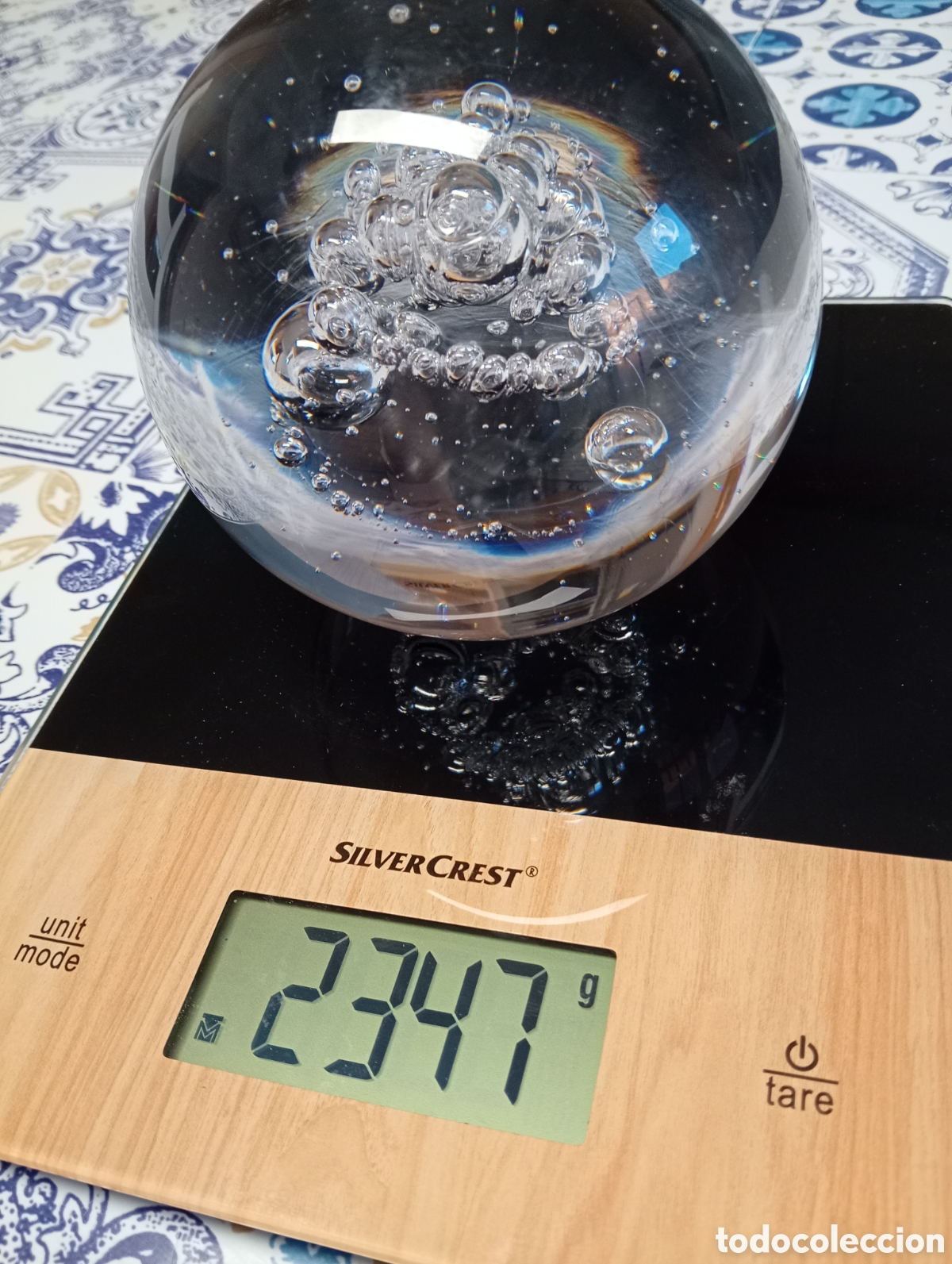 Antig&uuml;edades: Raro pisapapeles de sulfuro, bola de cristal franc&eacute;s marcado cristal Schneider France ok