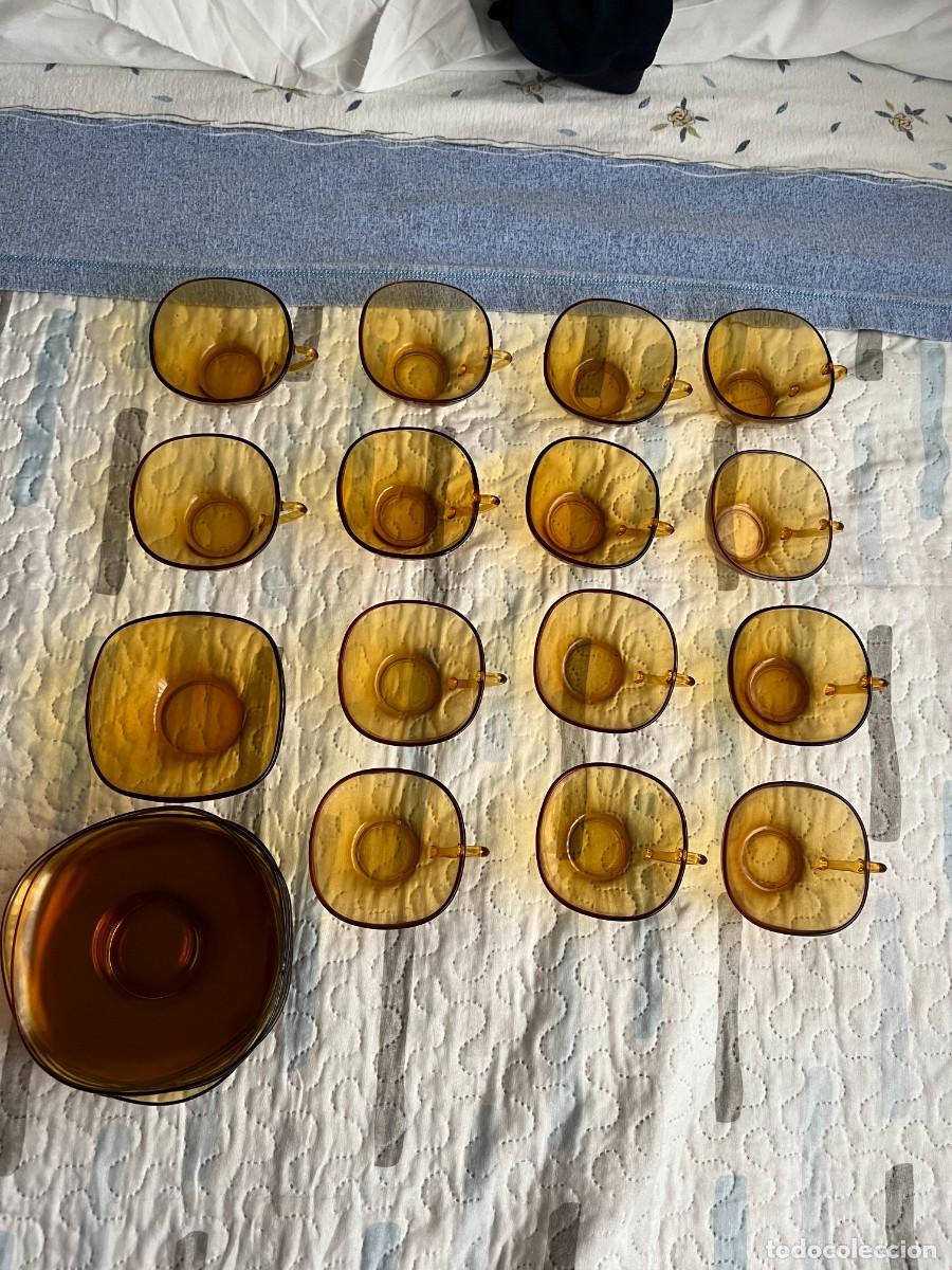 Antig&uuml;edades: JUEGO TE CAFE FRANCE VICARO CRISTAL AMBAR - KREATEN