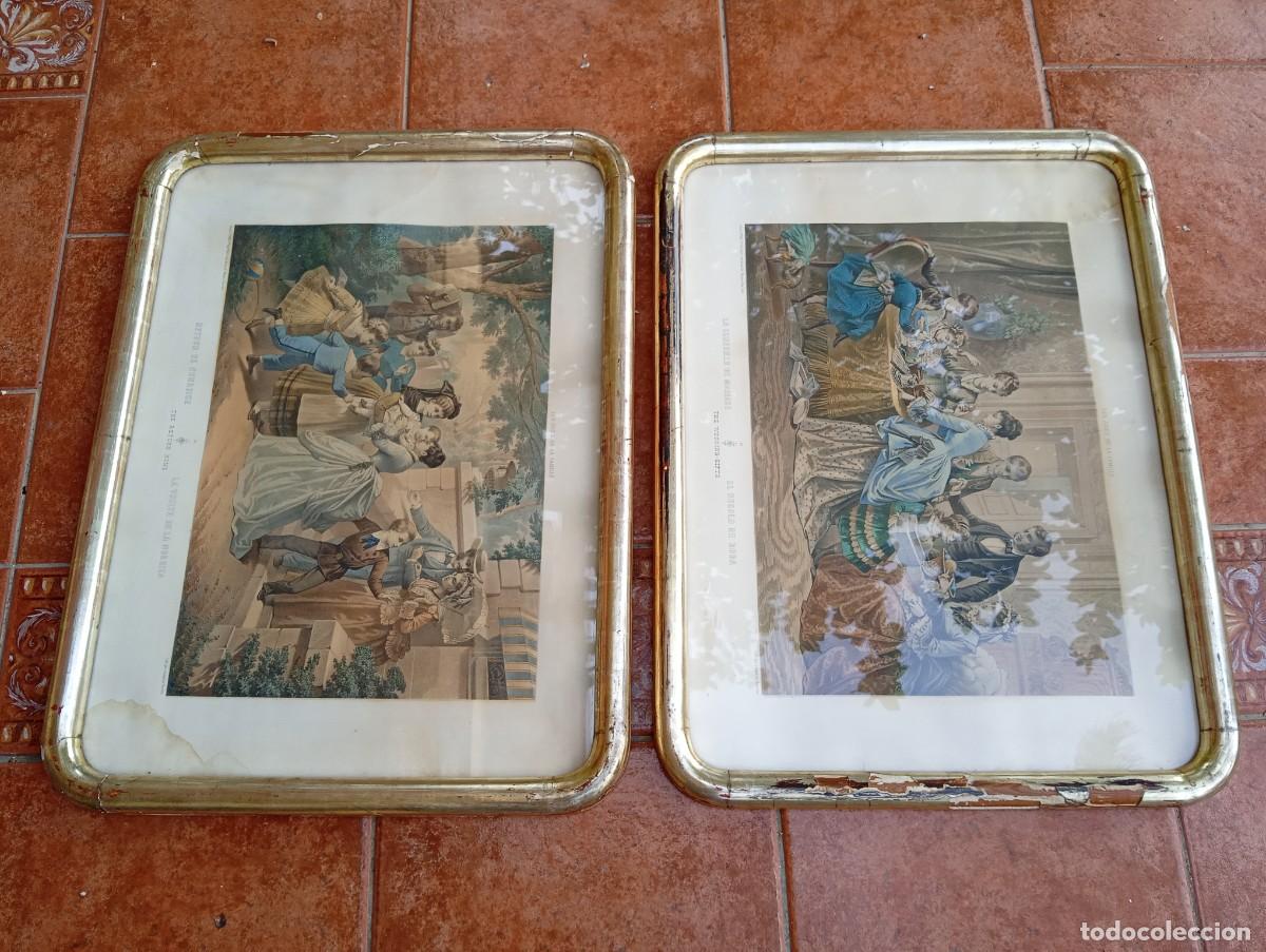 Antig&uuml;edades: Pareja de cuadros marcos antiguos, precio por unidad